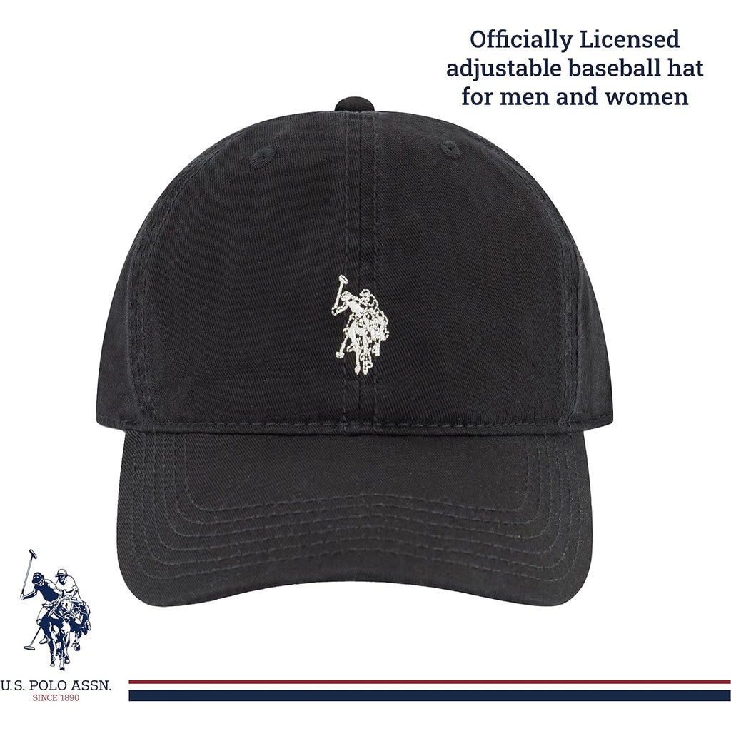 U.S. Polo Assn. Small Polo Pony Logo Baseball Hat, 100% Cotton, Adjustable Cap
