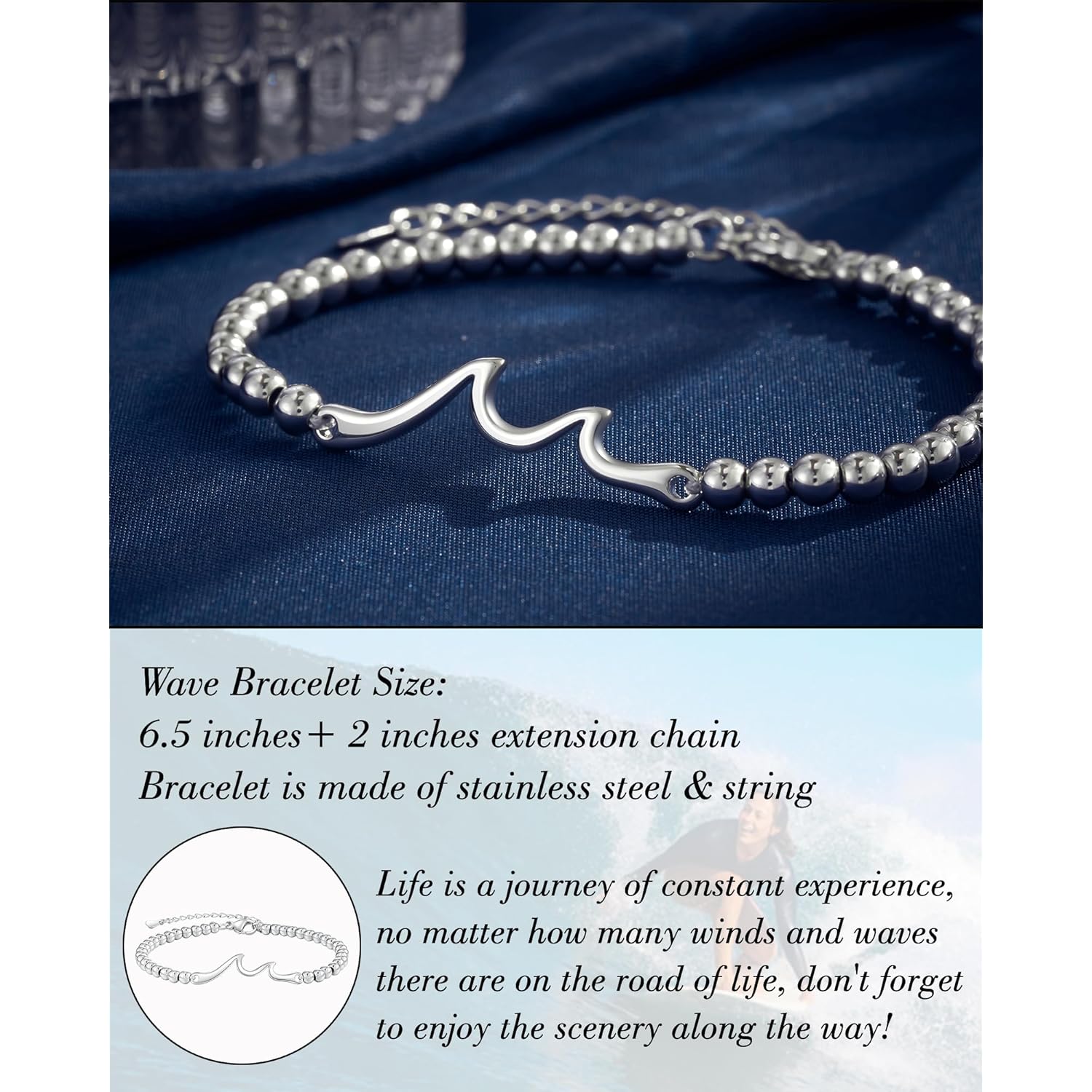 Tarsus Birthday Gifts for Women, Through The Waves of Life, Birthday Bracelet for Women Friend Sister Daughter Mom Grandma...