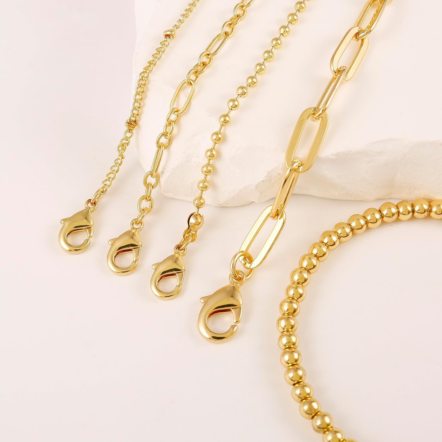 Waterproof Gold Chain Bracelet For Women Non Tarnish,14K Gold Plated Stainless Steel Link Dainty Bracelets Stake Layered Bracelet Set Hypoallergen Gold Jewelry
