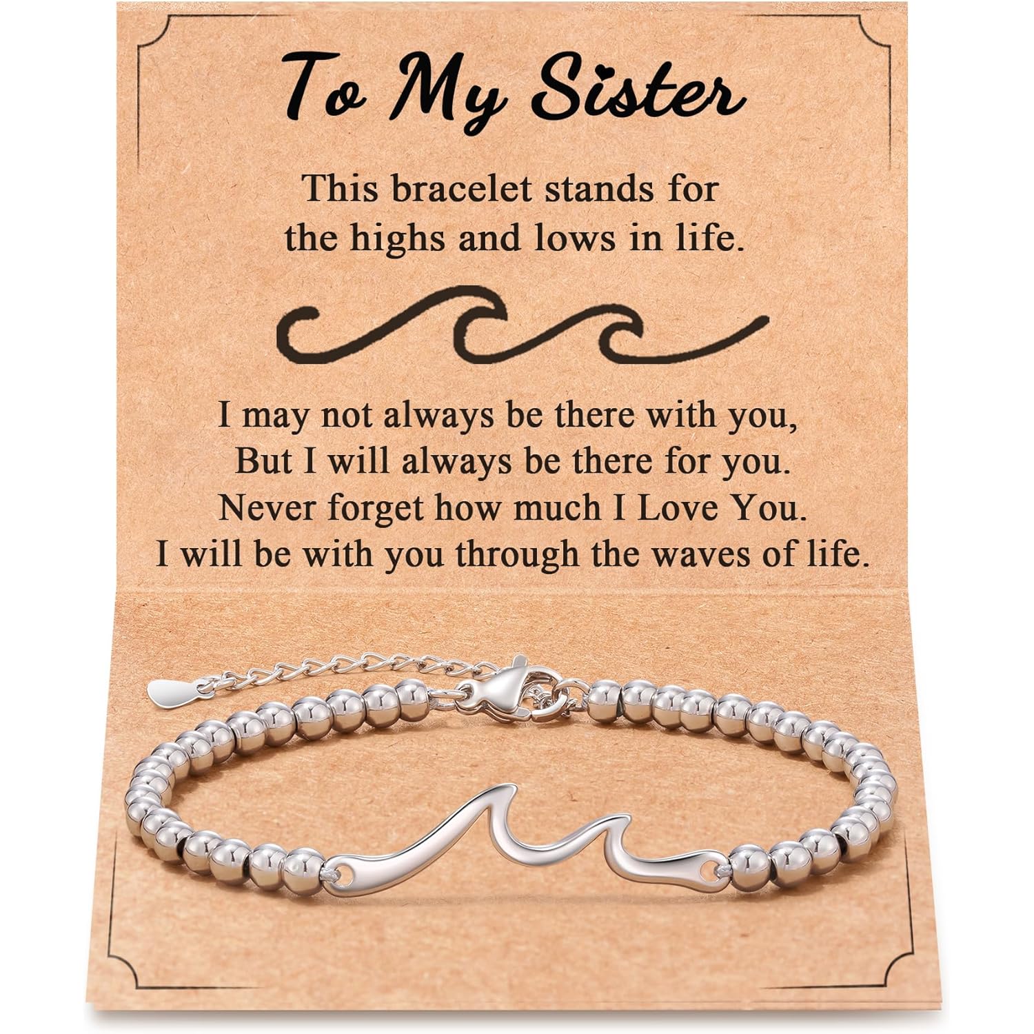 Tarsus Sister Gifts, The Waves of Life We've Through Together, Big & Little Sister Gift, For Birthday & Christmas & Mothers Day