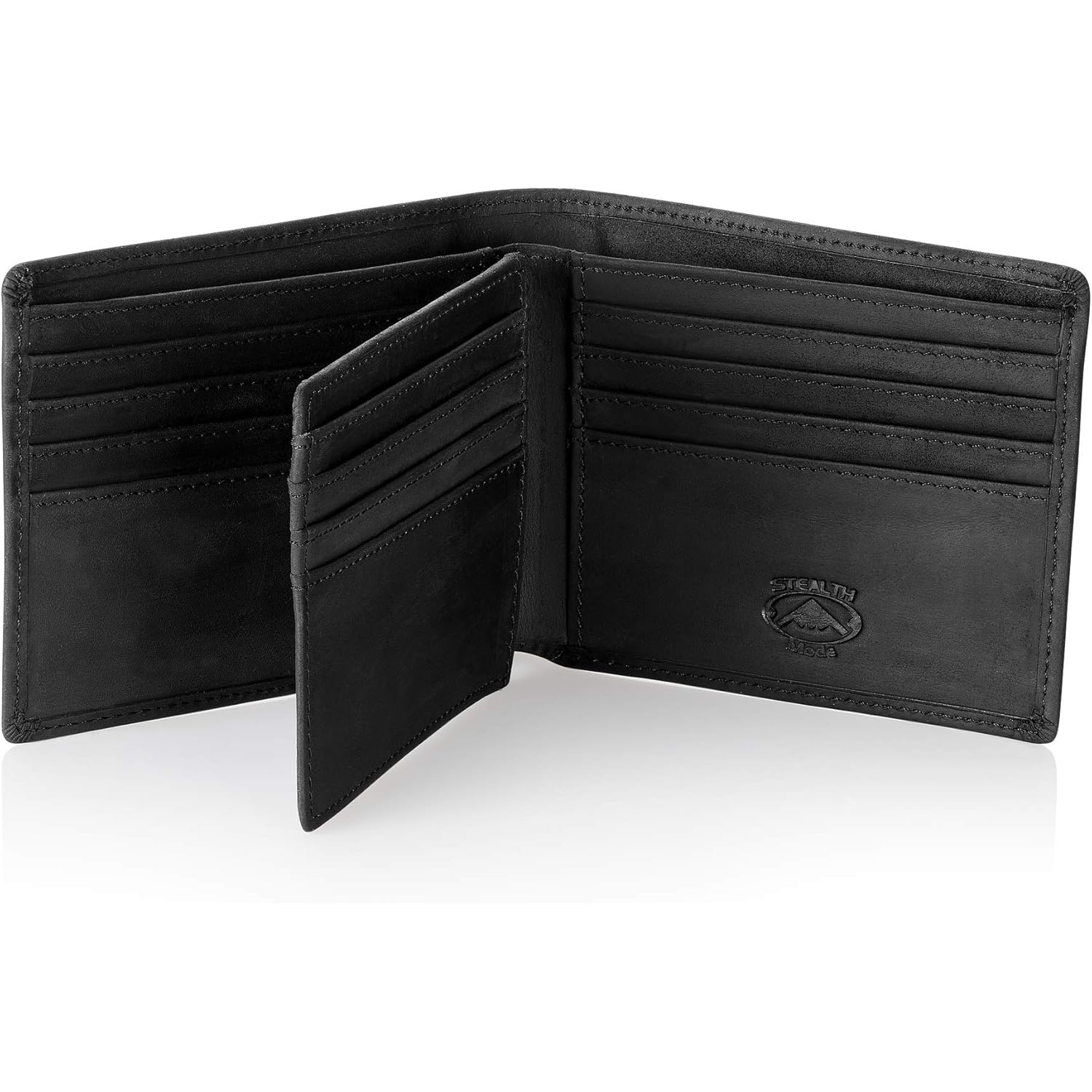 Stealth Mode Leather Bifold Wallet for Men With ID Window and RFID Blocking