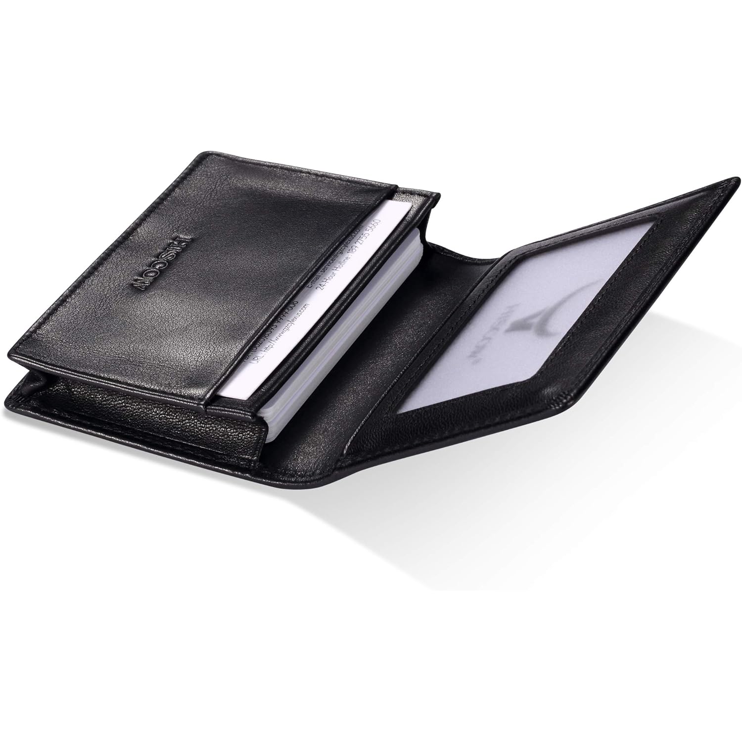 Leather Business Card Case Holder for Men & Women, Italian Calfskin