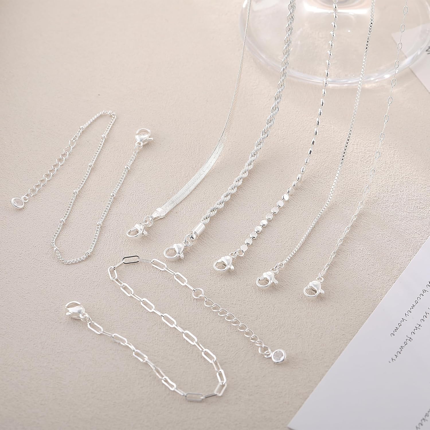 Kyerlyn Silver Bracelets for Women Trendy Waterproof Silver Dainty Bracelet Stack Adjustable Layered Bracelet Set Minimalist Fashion Jewelry