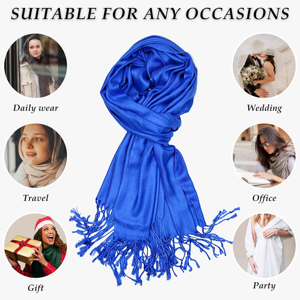 Achillea Soft Silky Pashmina Scarf for Women – Shawl Wrap for Evening Dresses, Bridesmaids, Weddings & Everyday Wear