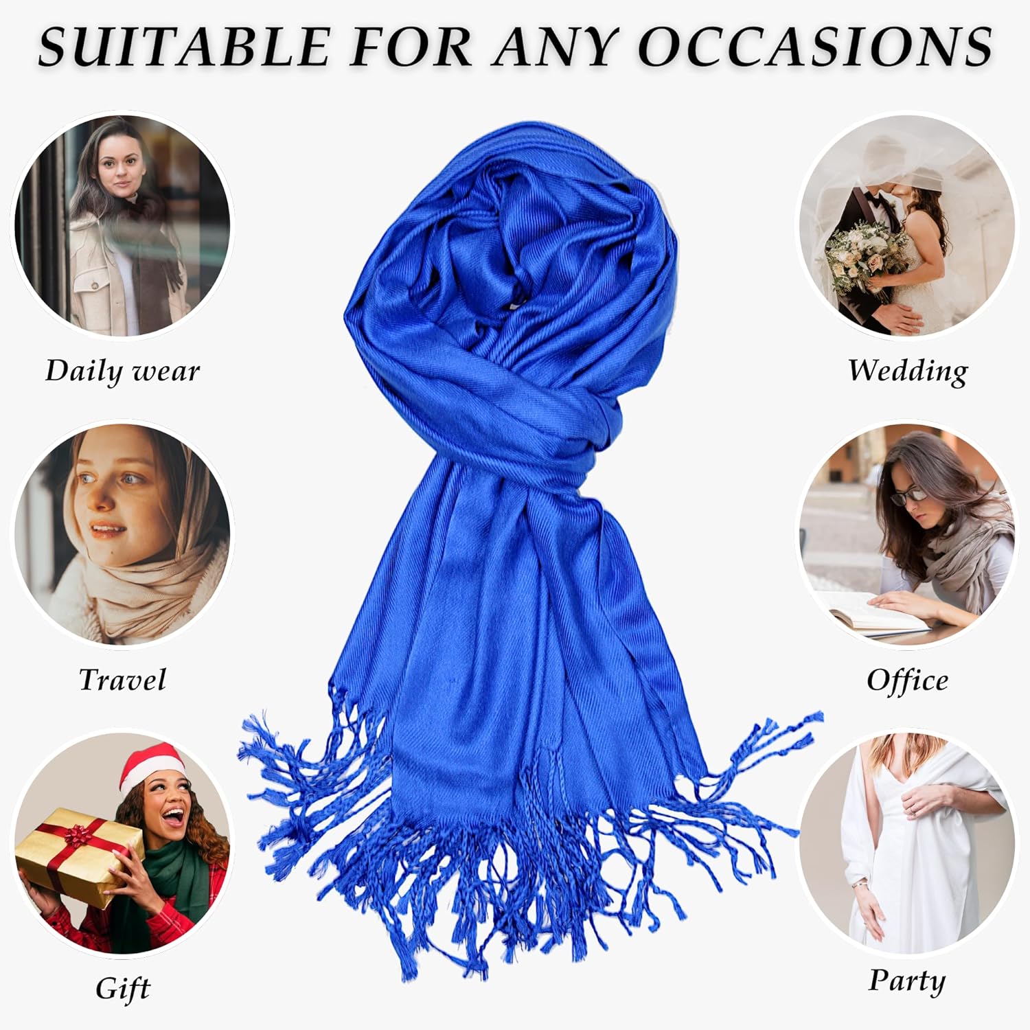Achillea Soft Silky Pashmina Scarf for Women – Shawl Wrap for Evening Dresses, Bridesmaids, Weddings & Everyday Wear