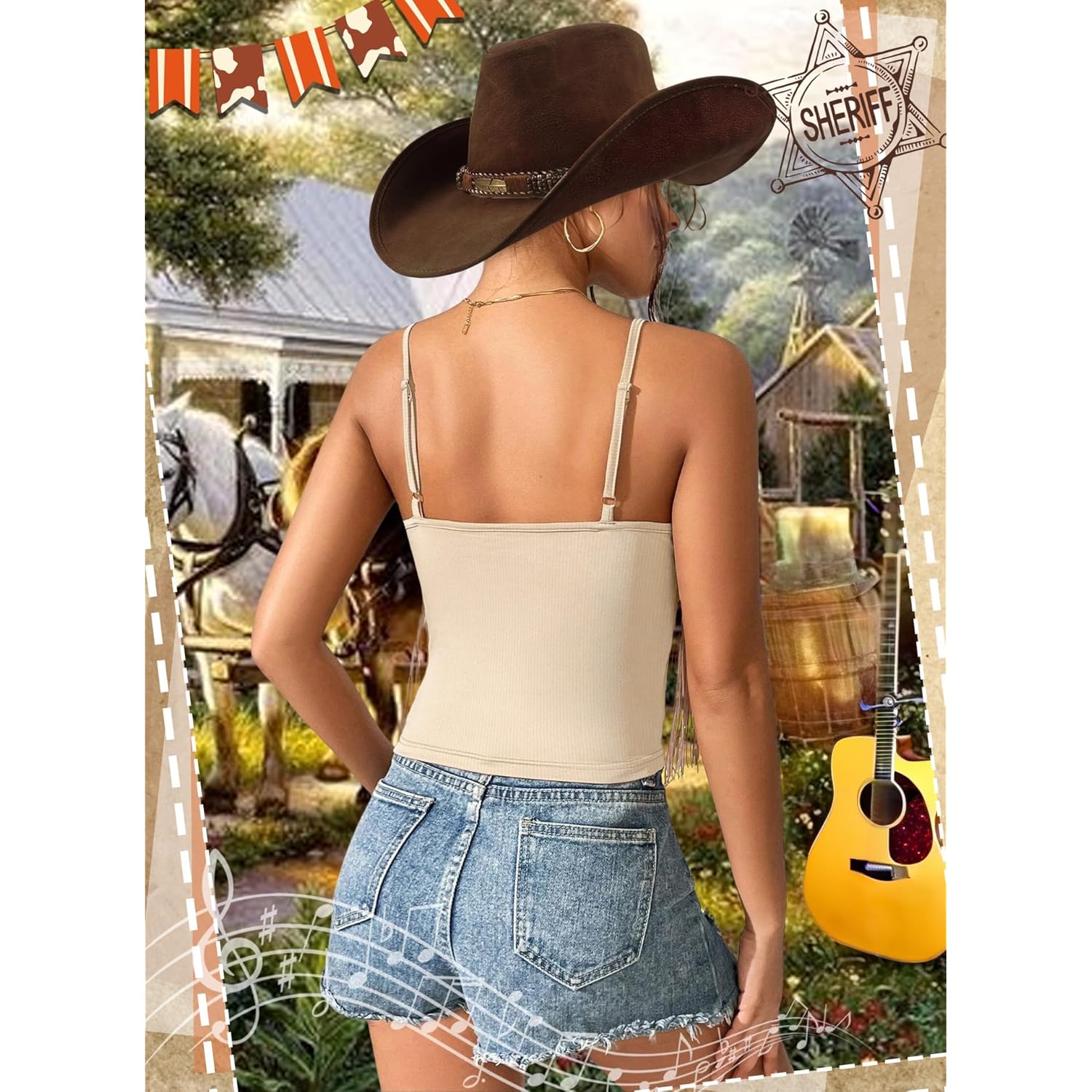 Womens Western Cowgirl Fringe Top - Country Concert Outfits Festival Tassel Hem Boho Rodeo Camisole Rave Tank Shirt