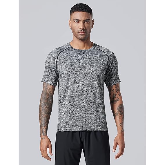 5 Pack Men’s Active Workout Shirts Crew Neck T Shirts