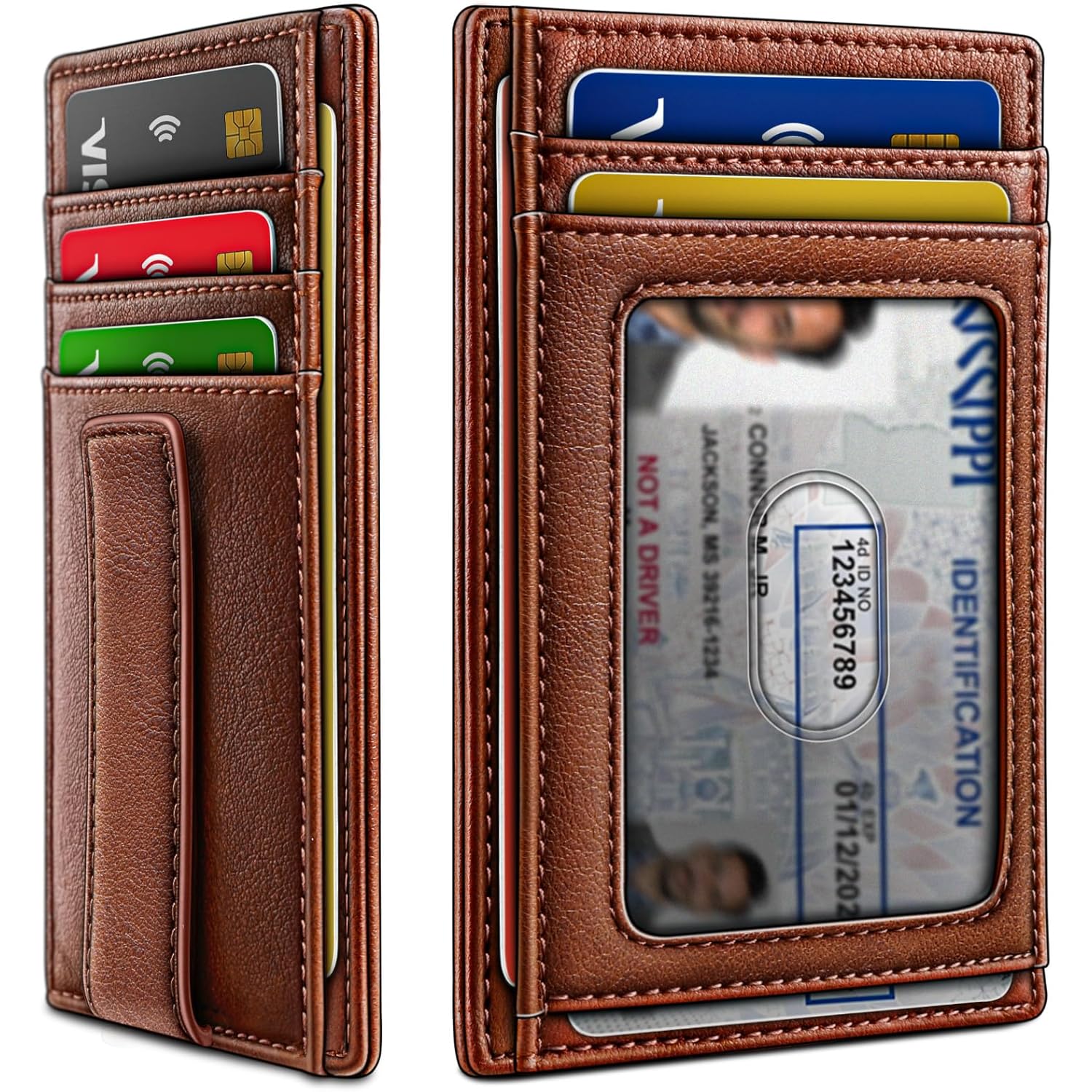 BULLIANT Men Wallet,Slim Leather Wallet Money Clip Card Hodler For Men Gift 8 Cards RFID Blocking