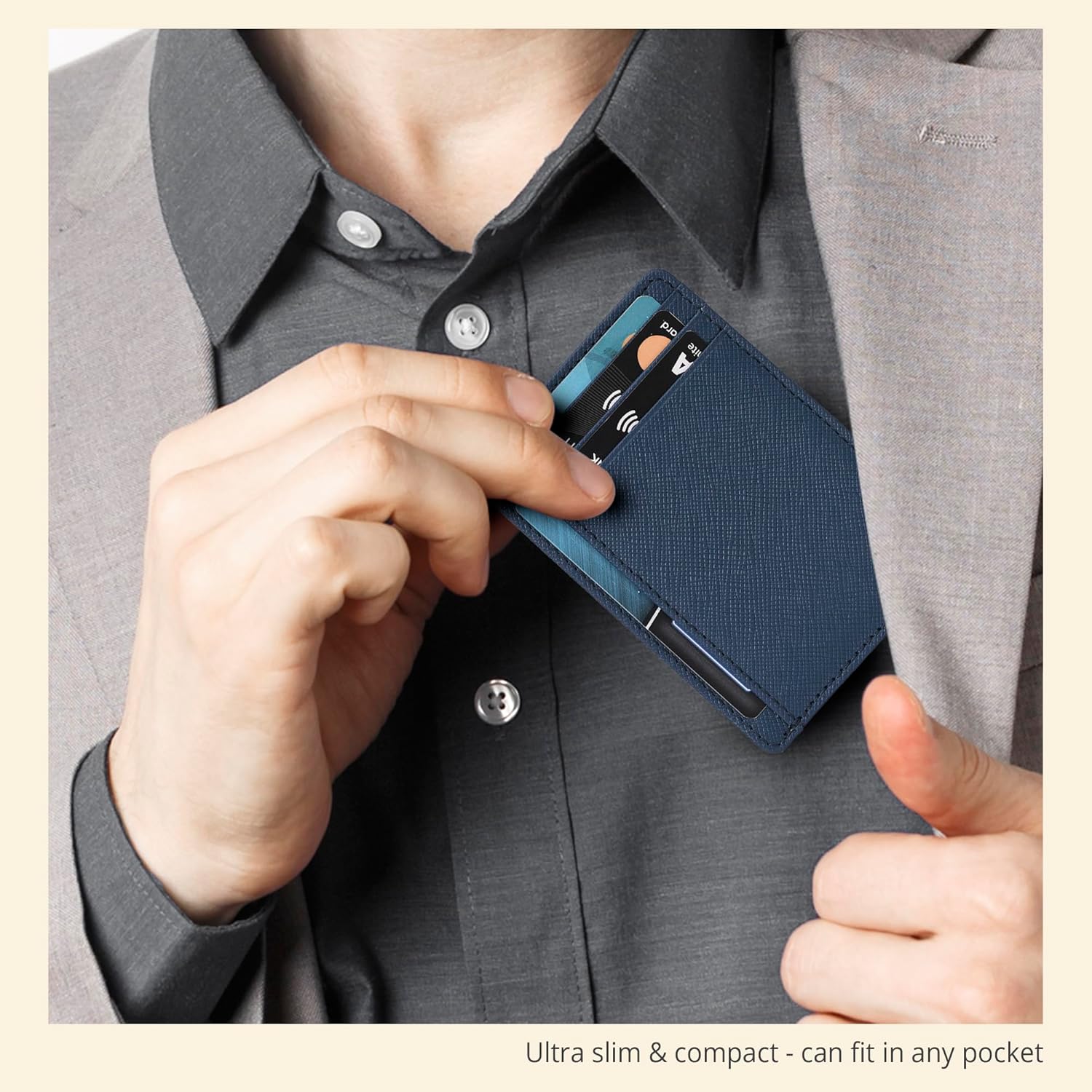 Real Leather Slim Minimalist Wallet for Men and Women -RFID Blocking Front Pocket Thin Credit Card Holder Stylish Wallets