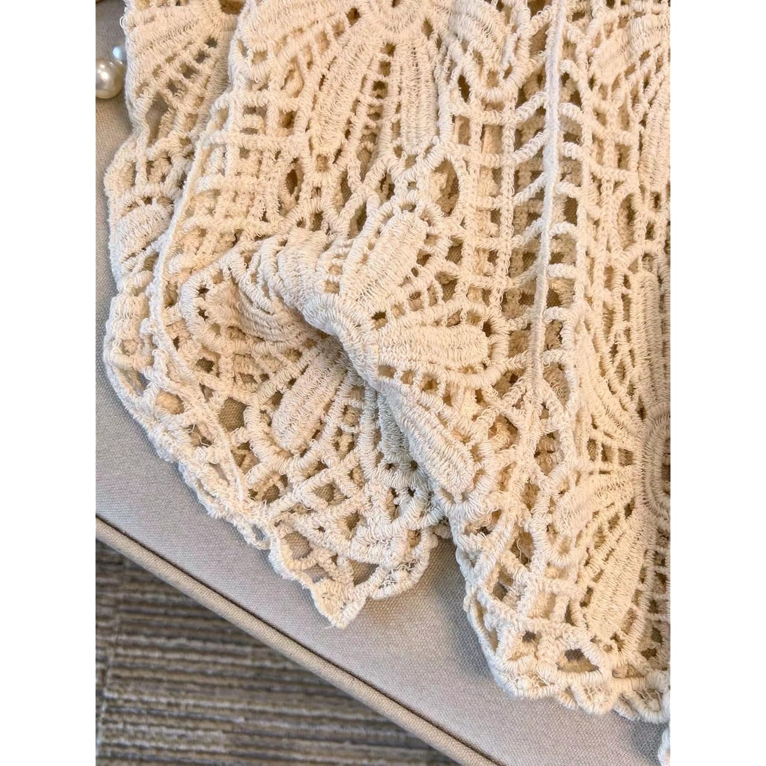MakeMeChic Women's Plus Size Crochet Tops Floral Dolman Sleeve Summer Spring Top