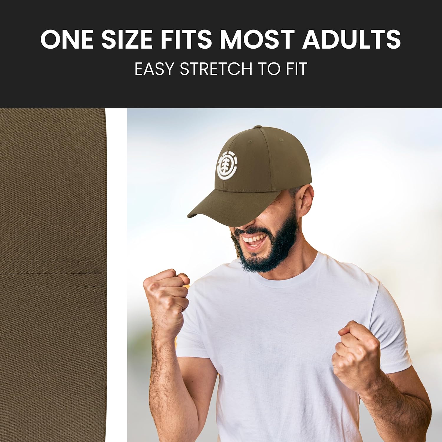 Element Baseball Hat, Adult Flex Fit Active Sport Cap with Curved Brim