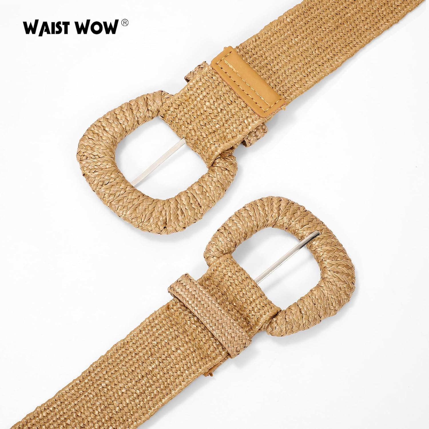 Straw Woven Elastic Belt for Women Stretchy Belts for Dress Fashion Boho Waist Belt Rattan Raffia Ladies Belts