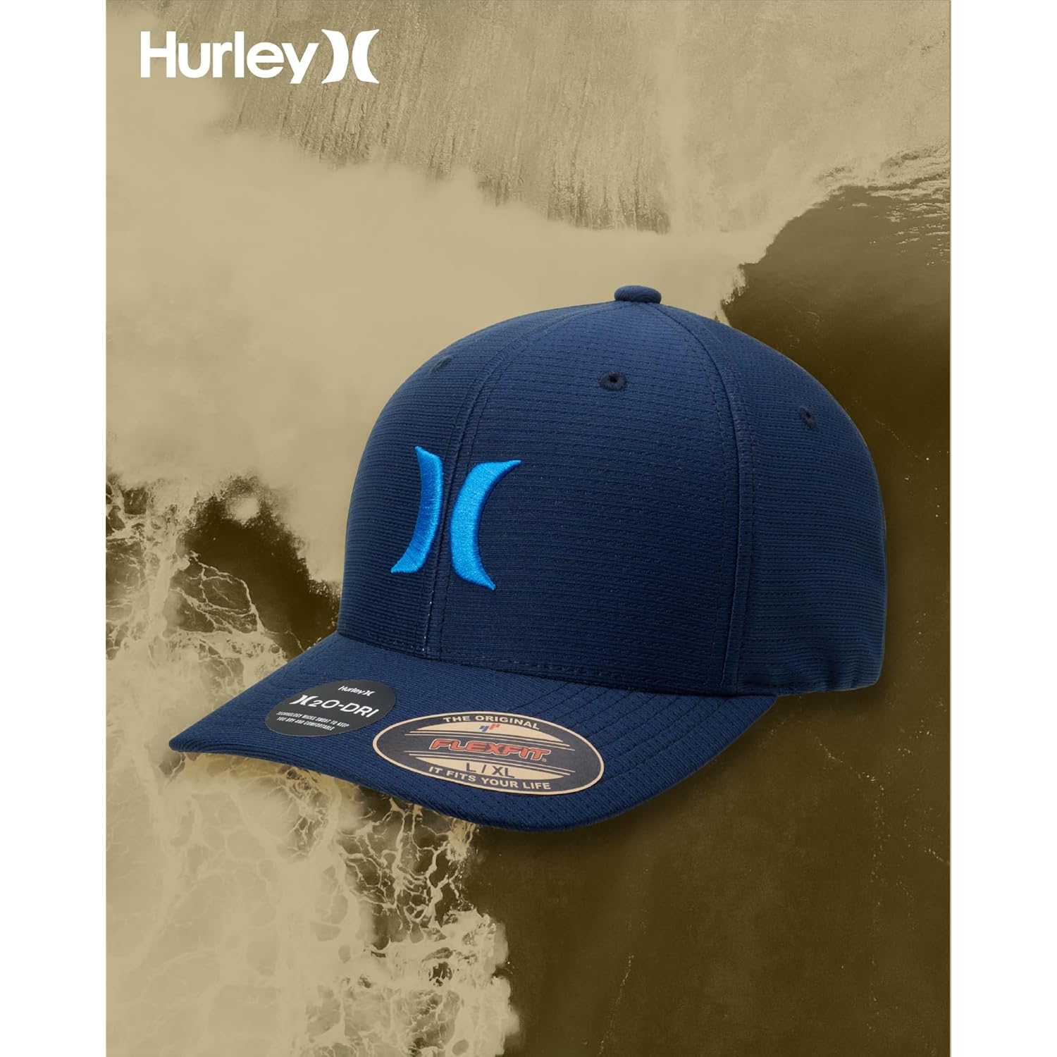 Hurley Men's Baseball Cap – Lightweight Curved Bill H2O Dri Fitted Caps for Men