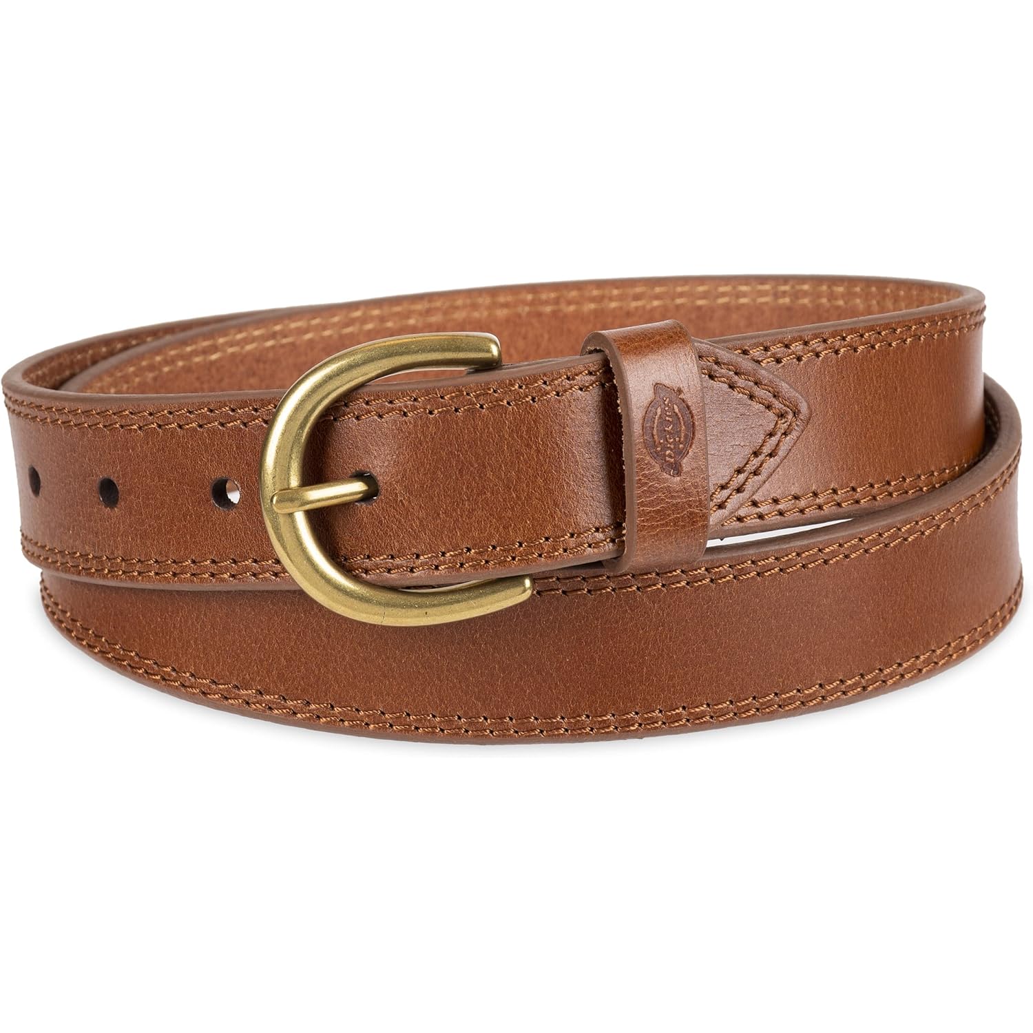 Dickies Women's Casual Leather Jean Workwear Belt with Round Harness Buckle