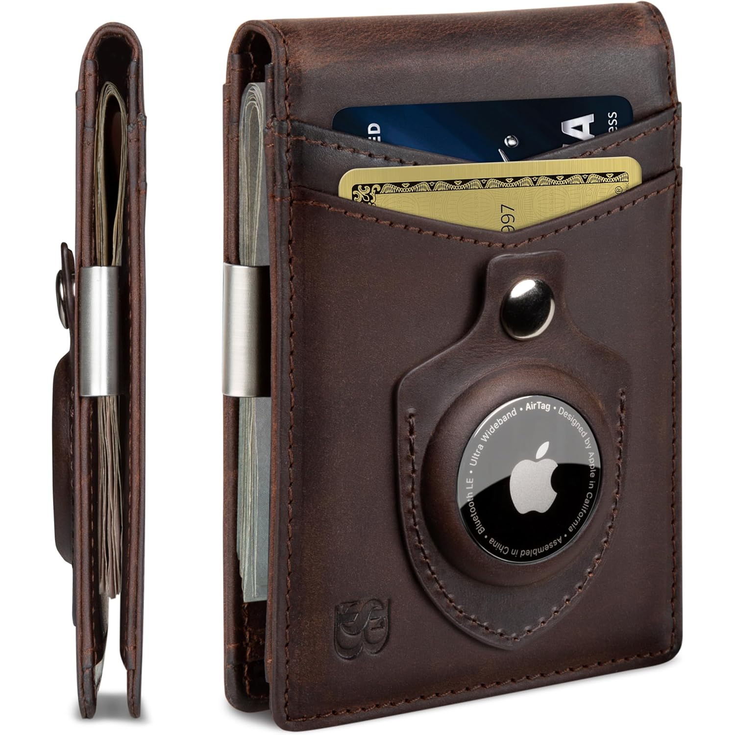 SERMAN BRANDS Money Clip Wallet - Mens Wallets slim Front Pocket RFID Blocking Card Holder Minimalist Mini Bifold