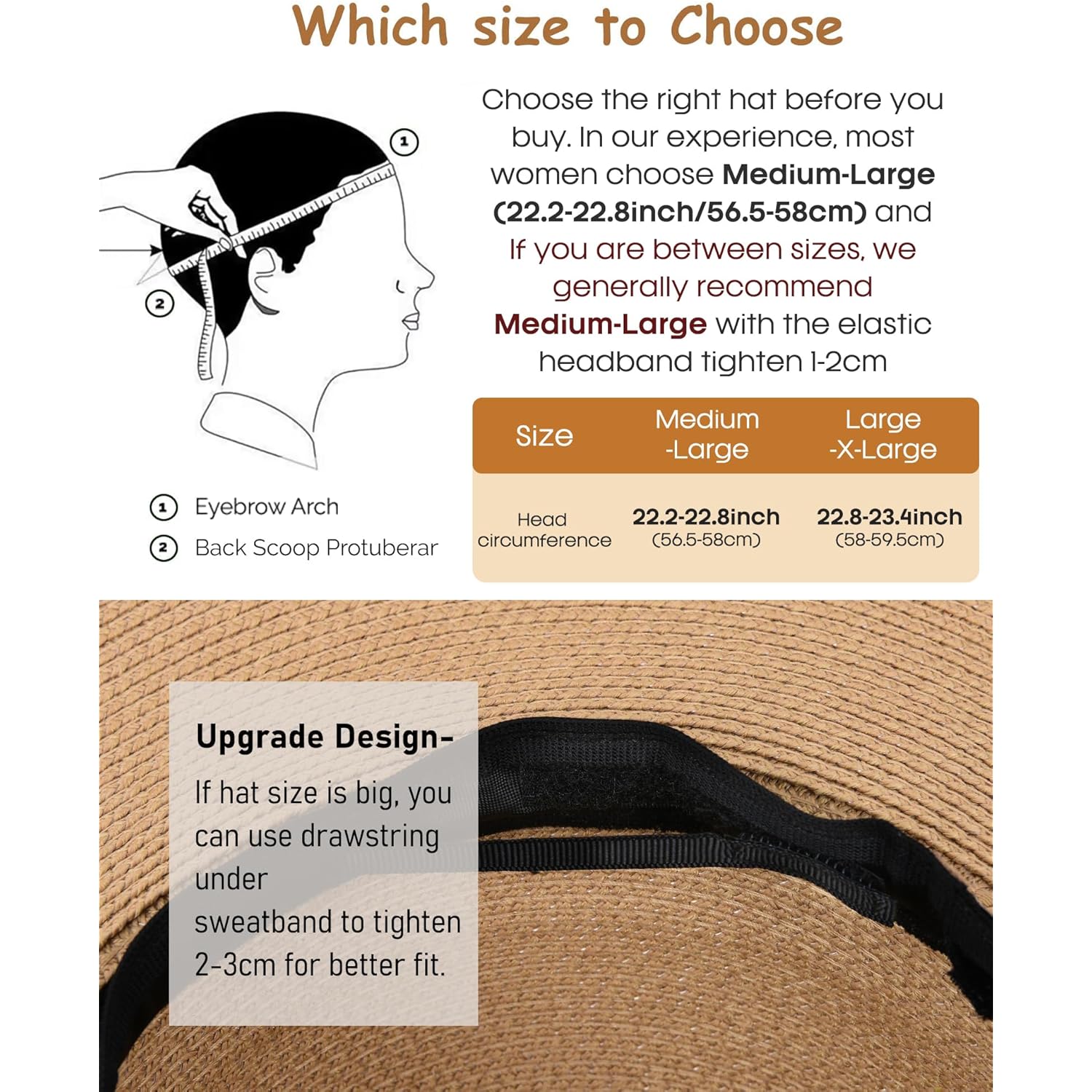 FURTALK Panama Hat Sun Hats for Women Men Wide Brim Fedora Straw Beach Hat UV UPF 80+