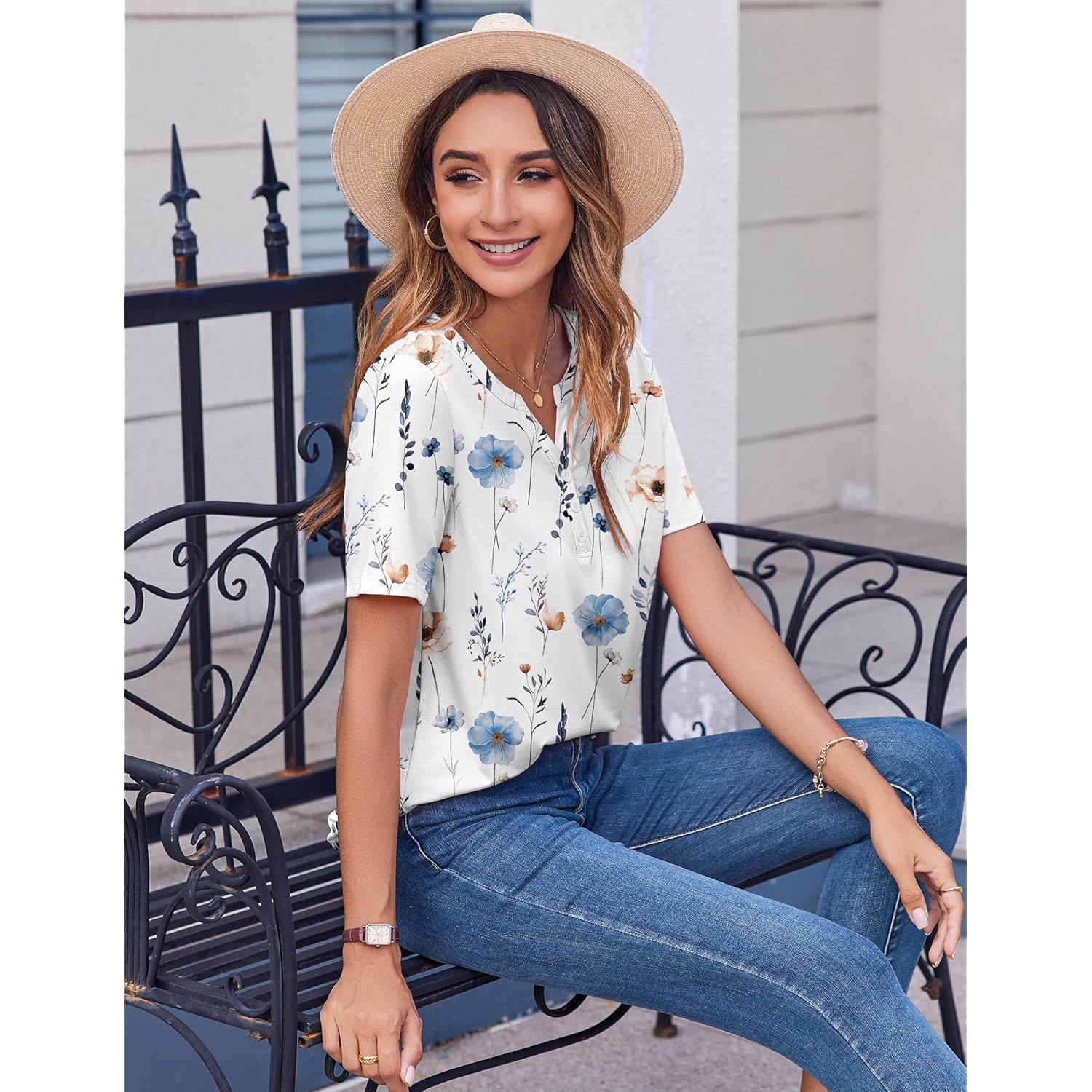 Zeagoo Womens Summer Tops Casual Short Sleeve V Neck Shirts Business Dressy Work Blouses