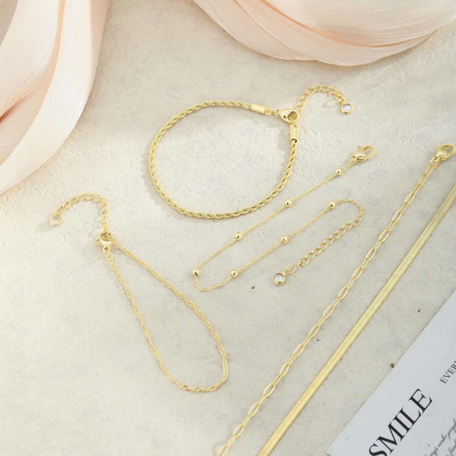 BERISO Gold Bracelets for Women, Elegant Adjustable 14K Gold Plated Bracelet for Women, Trendy Minimalist Dainty Gold Bracelet for Everyday Wear