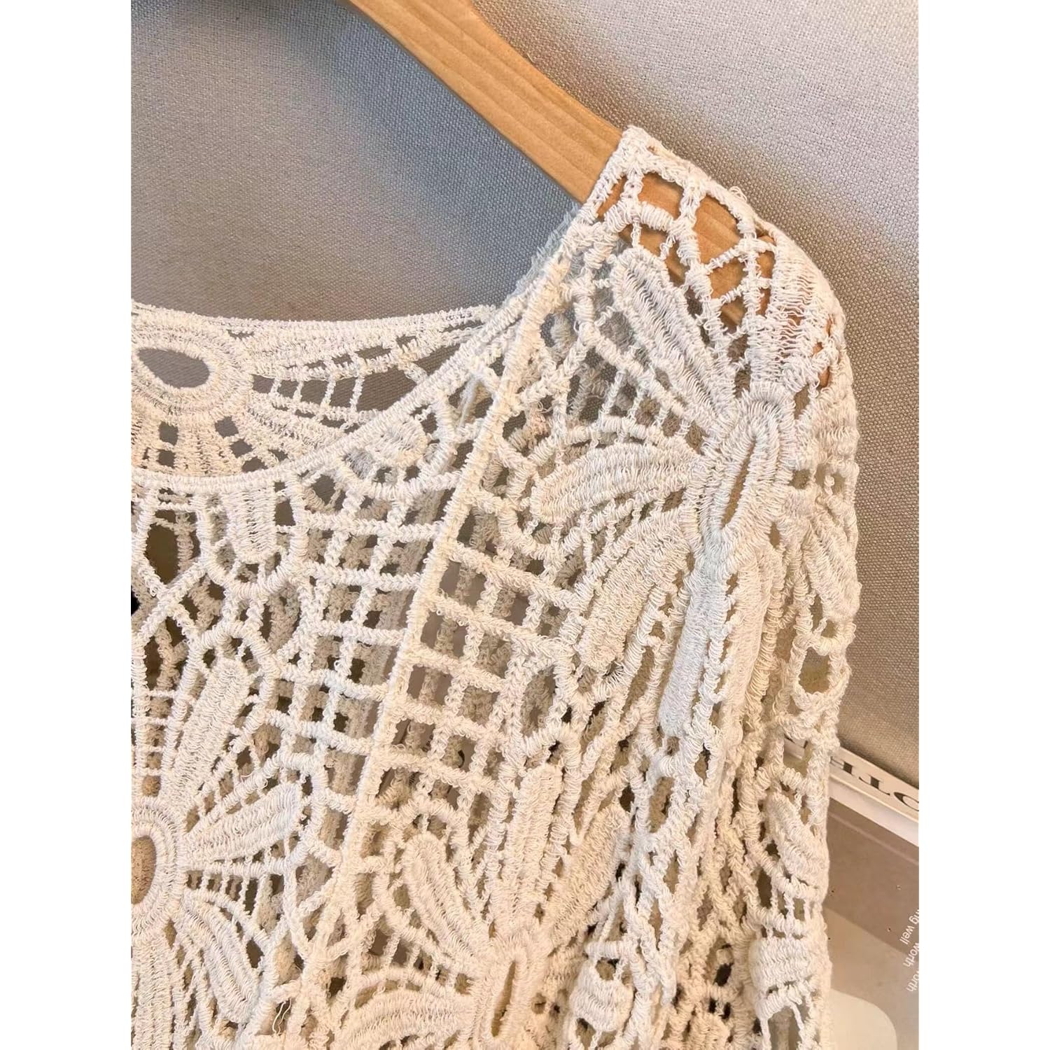 MakeMeChic Women's Plus Size Crochet Tops Floral Dolman Sleeve Summer Spring Top