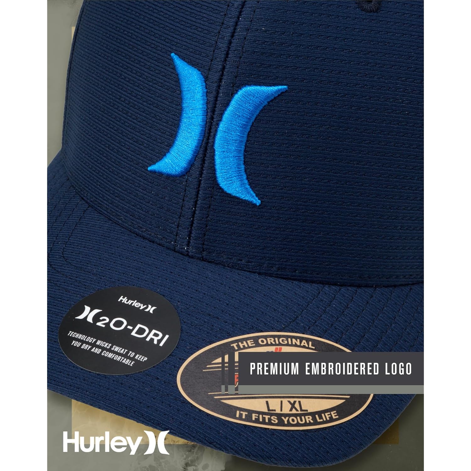 Hurley Men's Baseball Cap – Lightweight Curved Bill H2O Dri Fitted Caps for Men
