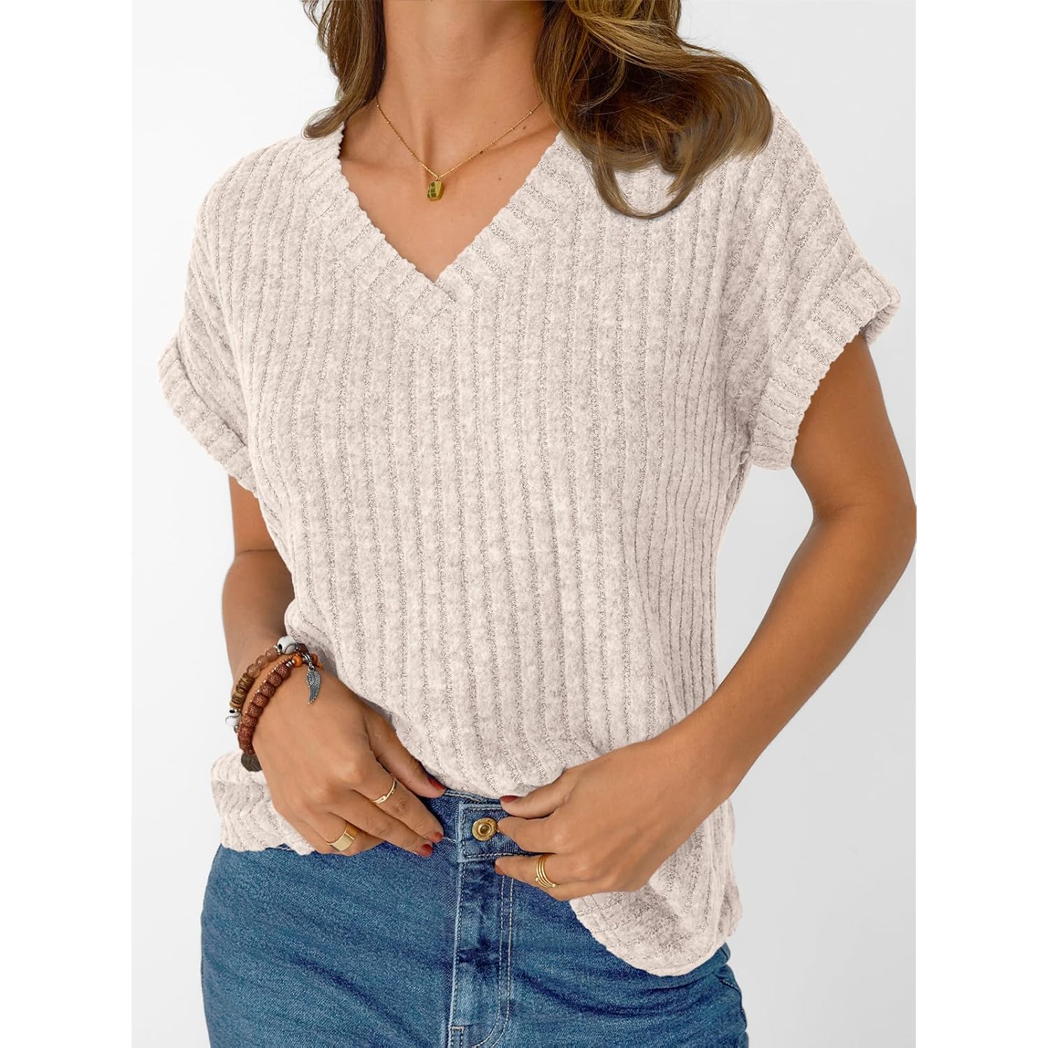 AUTOMET Women Tops Summer Sweaters Short Sleeve V Neck Shirts 2025 Spring Fashion Dressy Casual Business Tunic Blouses