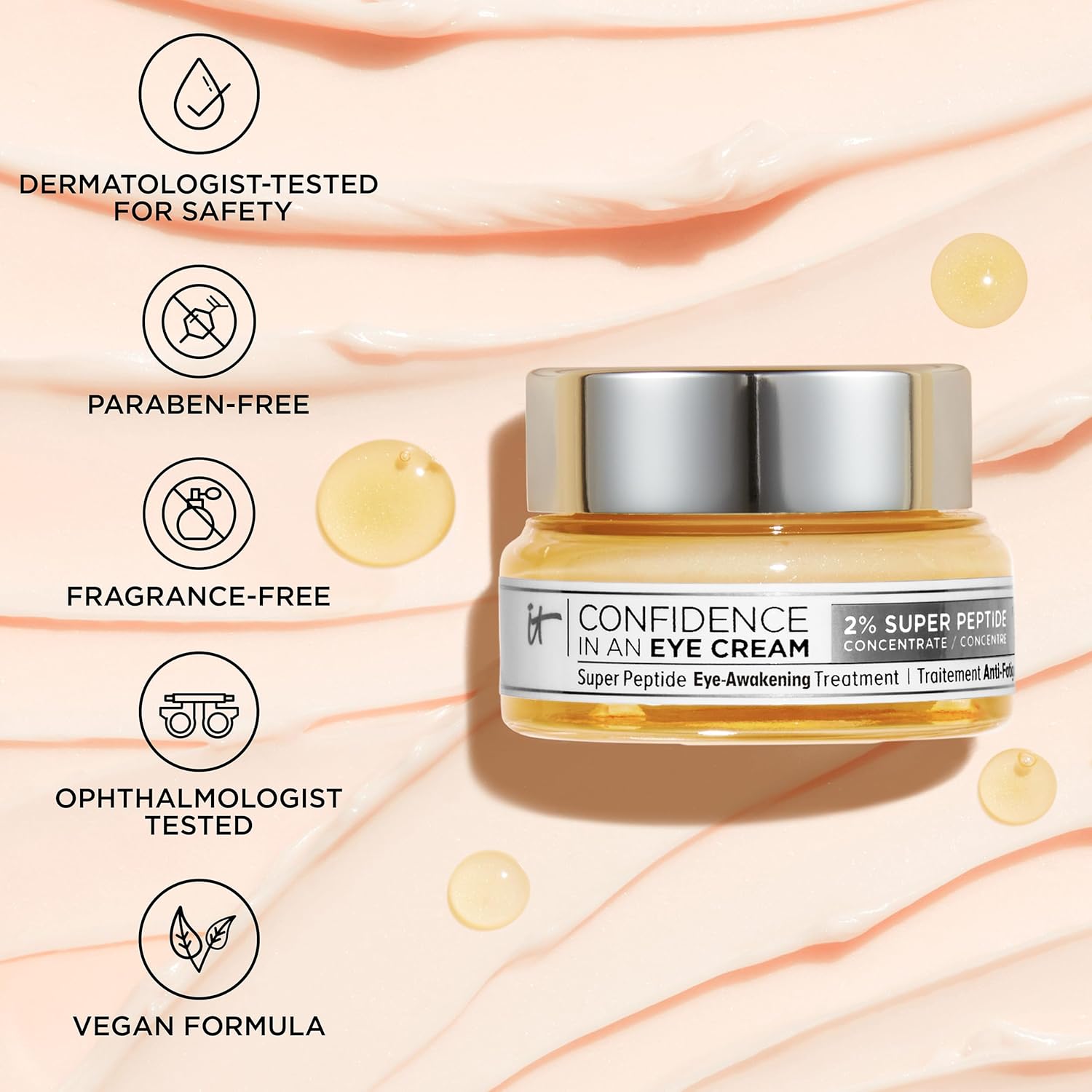 IT Cosmetics Confidence in an Eye Cream - Anti Aging Eye Cream for Dark Circles, Lightweight Formula Protects Skin Barrier, With 2% Super Peptide Concentrate, Fragrance-Free, For All Skin Types