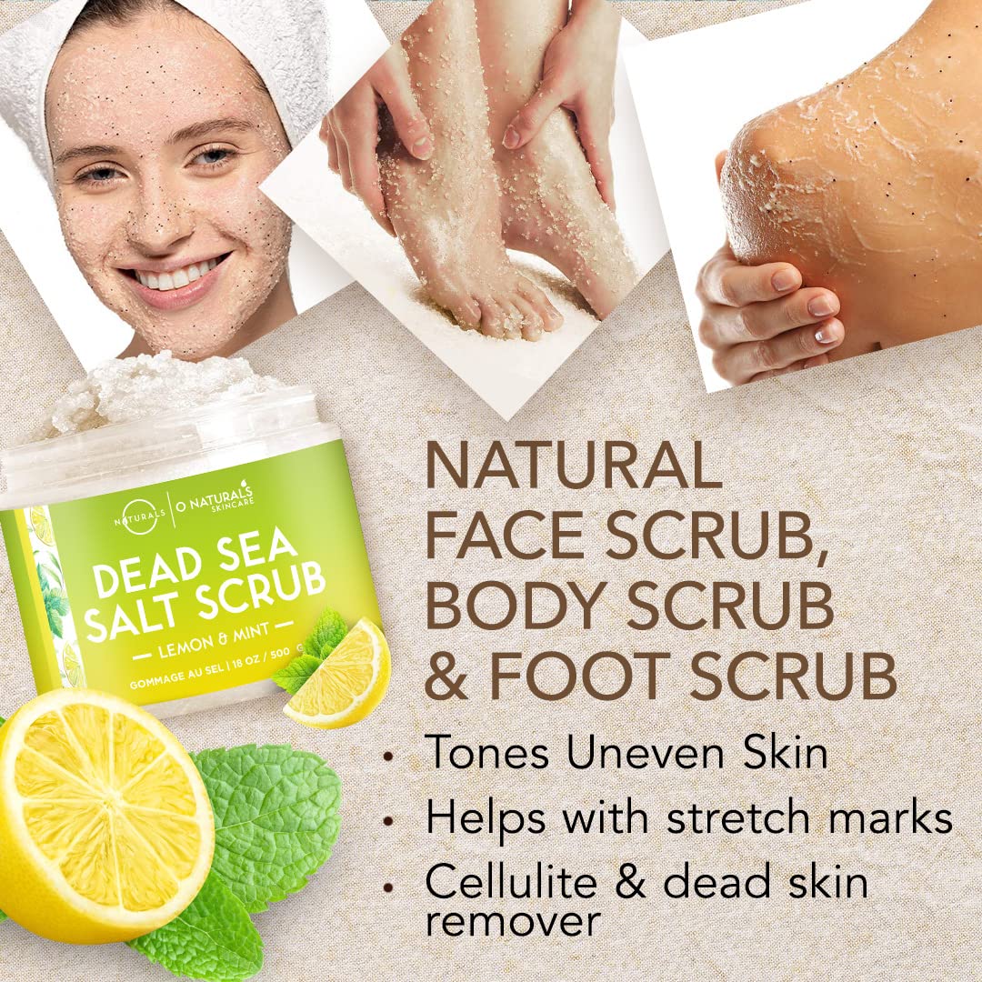 O Naturals Exfoliating Lemon Oil Dead Sea Salt Deep-Cleansing Face & Body Scrub