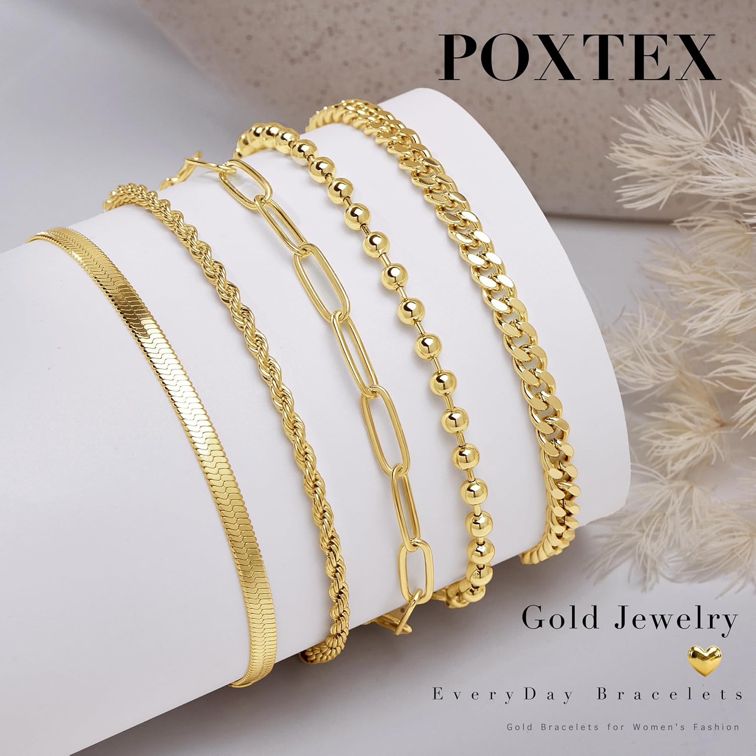 Gold Bracelets for Women,Dainty Bracelets Set for Women Trendy, Gold Bracelets Stack With Beaded, Cuban, Paperclip, Heart, Snake, Rope, Pearl, Cross, Hand Chain, Silver Jewelry Gifts for Women