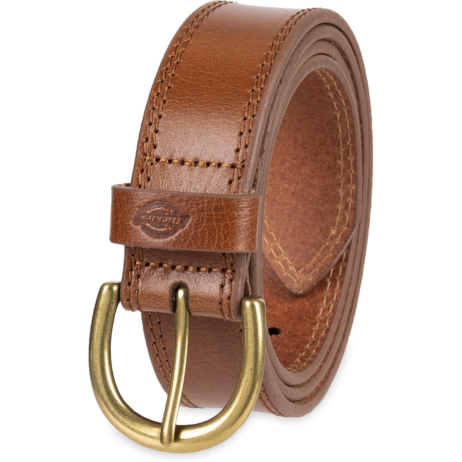 Dickies Women's Casual Leather Jean Workwear Belt with Round Harness Buckle