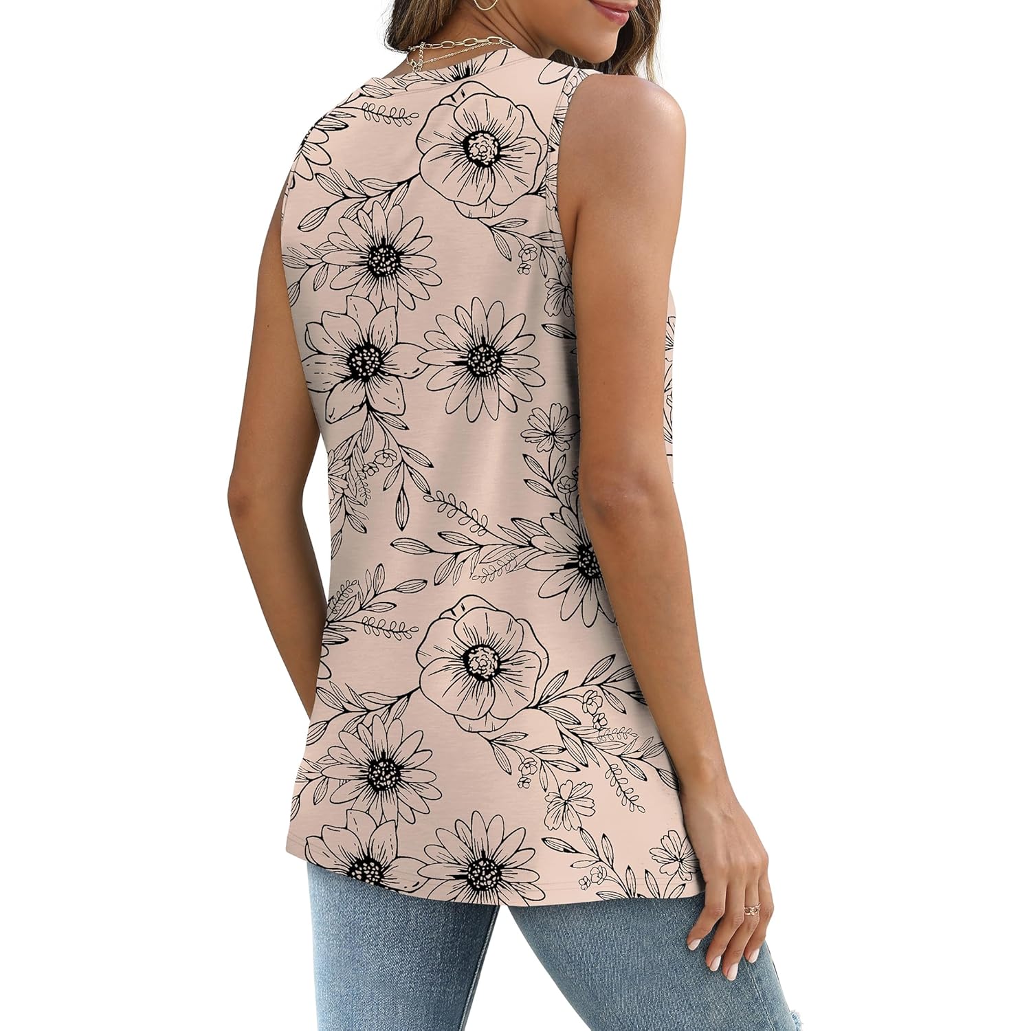 SAMPEEL Womens Tank Tops Eyelet Loose Casual Summer Tops Crew Neck Basic Sleeveless Shirts Trendy 2025