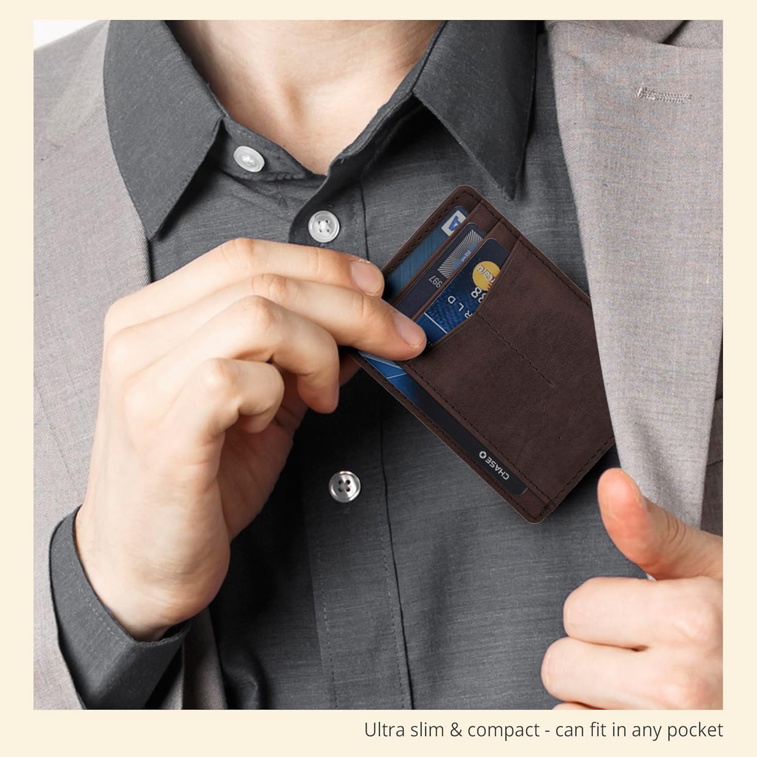 Leather Minimalist Wallet for Men & Women RFID Front Pocket Leather Card Holder Wallets