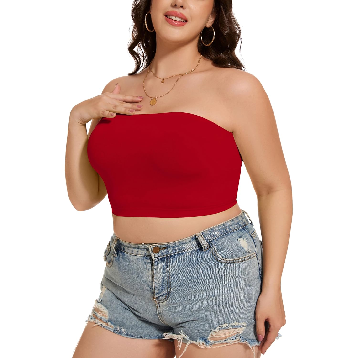 Womens Tube Tops Summer Bandeau Casual Crop Top Going Out Strapless Tank Basic Short Shirt
