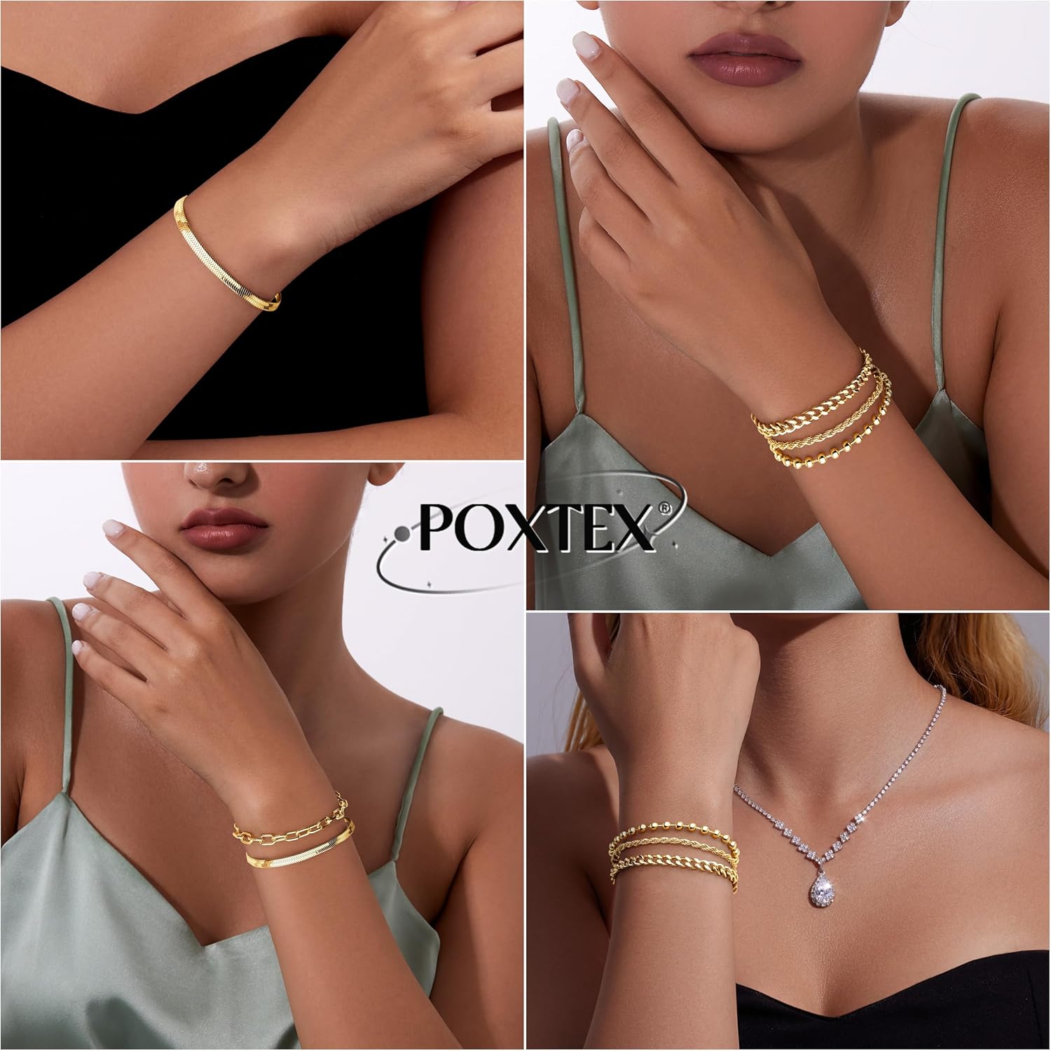 Gold Bracelets for Women,Dainty Bracelets Set for Women Trendy, Gold Bracelets Stack With Beaded, Cuban, Paperclip, Heart, Snake, Rope, Pearl, Cross, Hand Chain, Silver Jewelry Gifts for Women