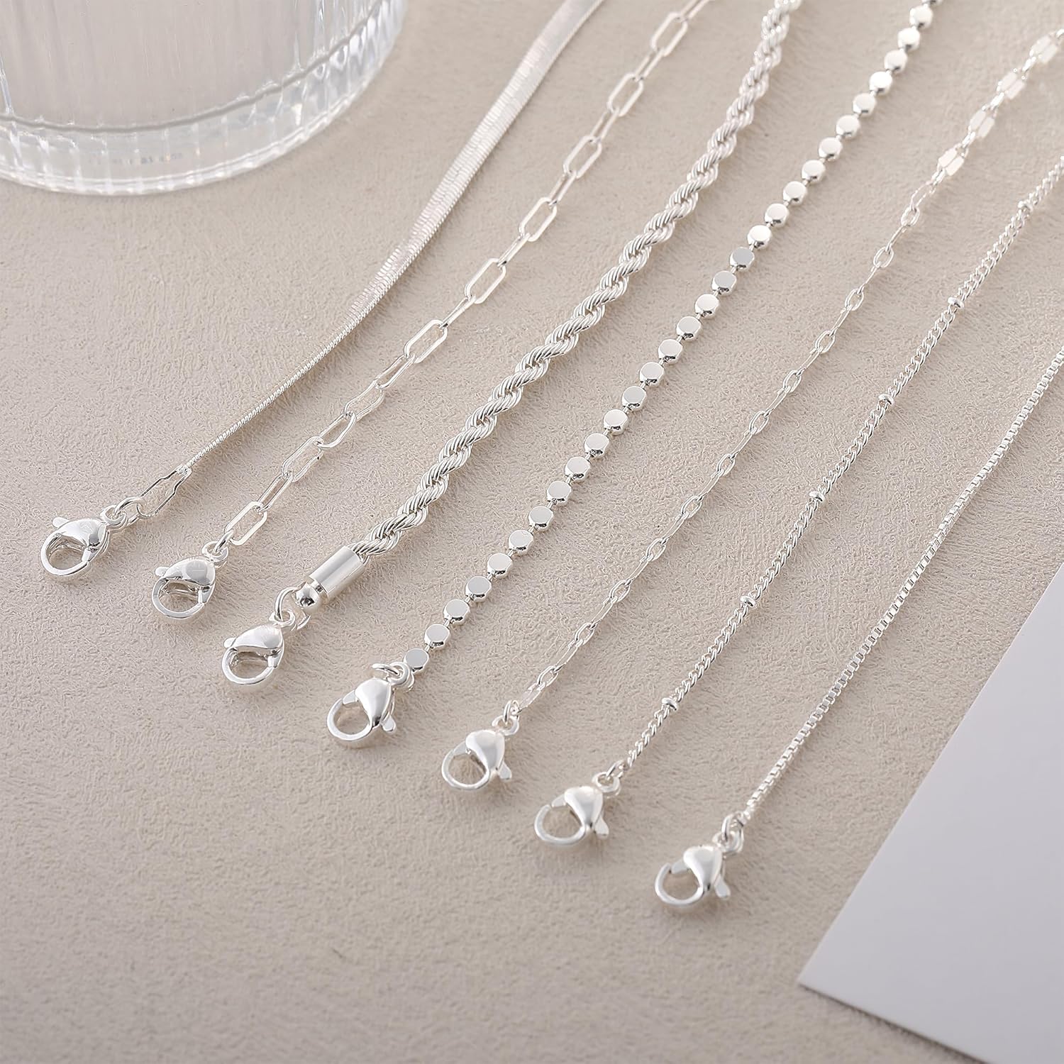 Kyerlyn Silver Bracelets for Women Trendy Waterproof Silver Dainty Bracelet Stack Adjustable Layered Bracelet Set Minimalist Fashion Jewelry