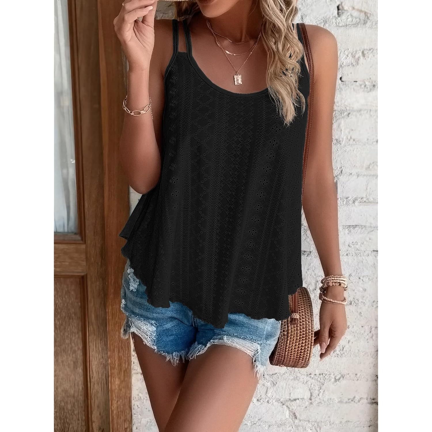 ATHMILE Women's Tank Tops Sleeveless Summer Top Spaghetti Strap Spring Shirt Loose Fit Beach Vacation 2025 Casual