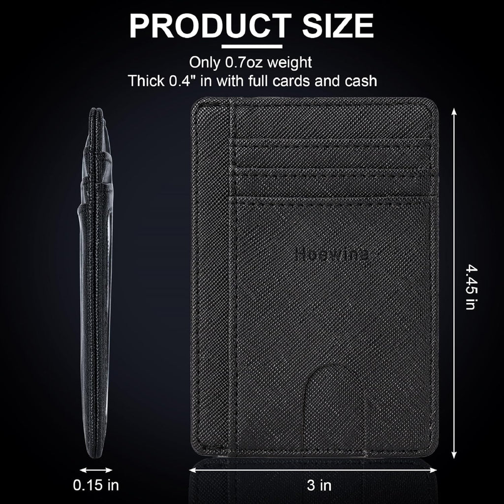Hoewina Wallet for Men, Credit Card Holder, Slim Minimalist Wallet, Front Pocket RFID Blocking Leather Thin Wallet for Men and Women(Cross Black)