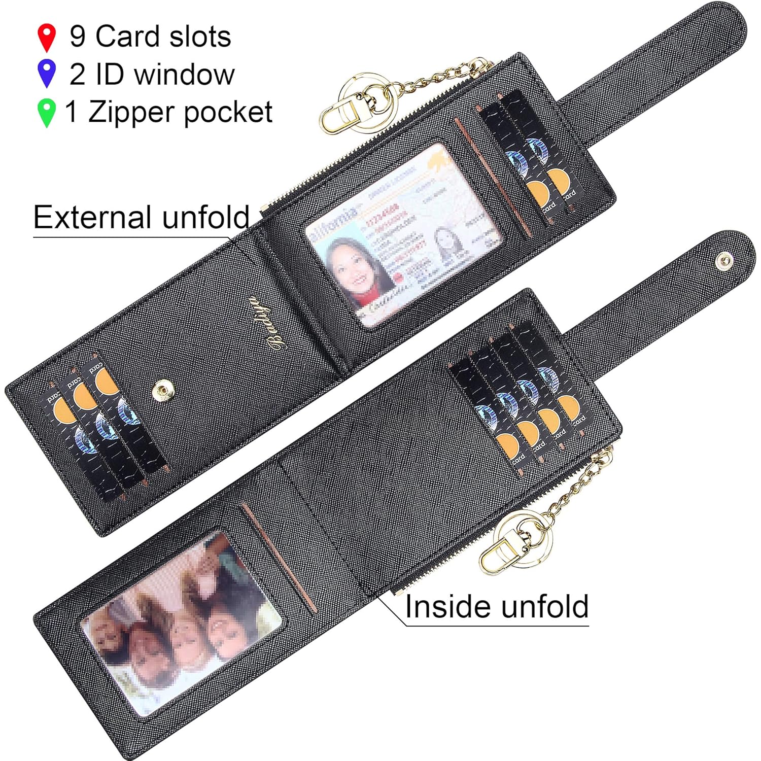 Badiya Card Holder Wallet for Women RFlD Slim Wallets Bifold Multi Card Case Coin Purse