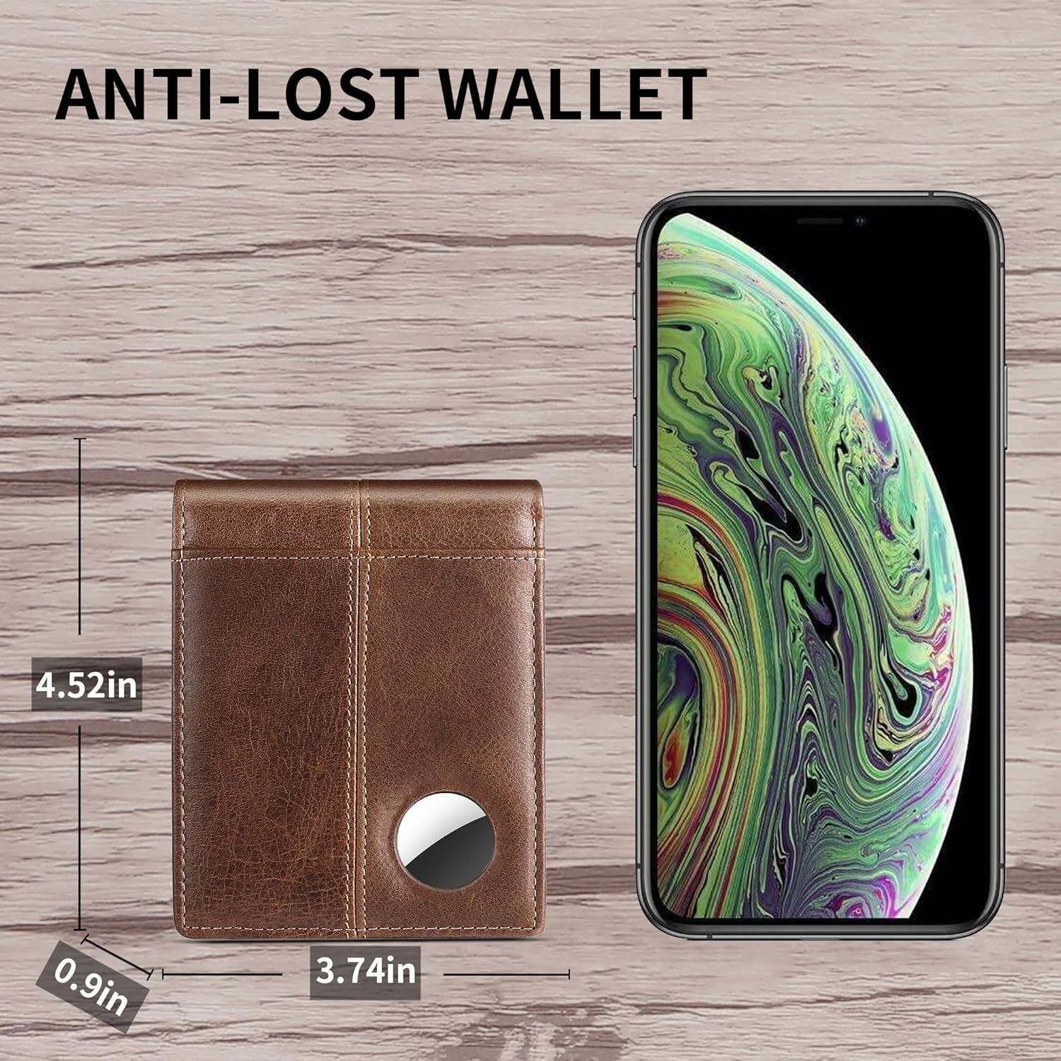 Swallowmall AirTag Wallet Mens RFID Blocking Genuine Bifold Leather Wallets for air tag Men's Wallet with 1 ID Window 15 Card Slots (Airtag Not included)