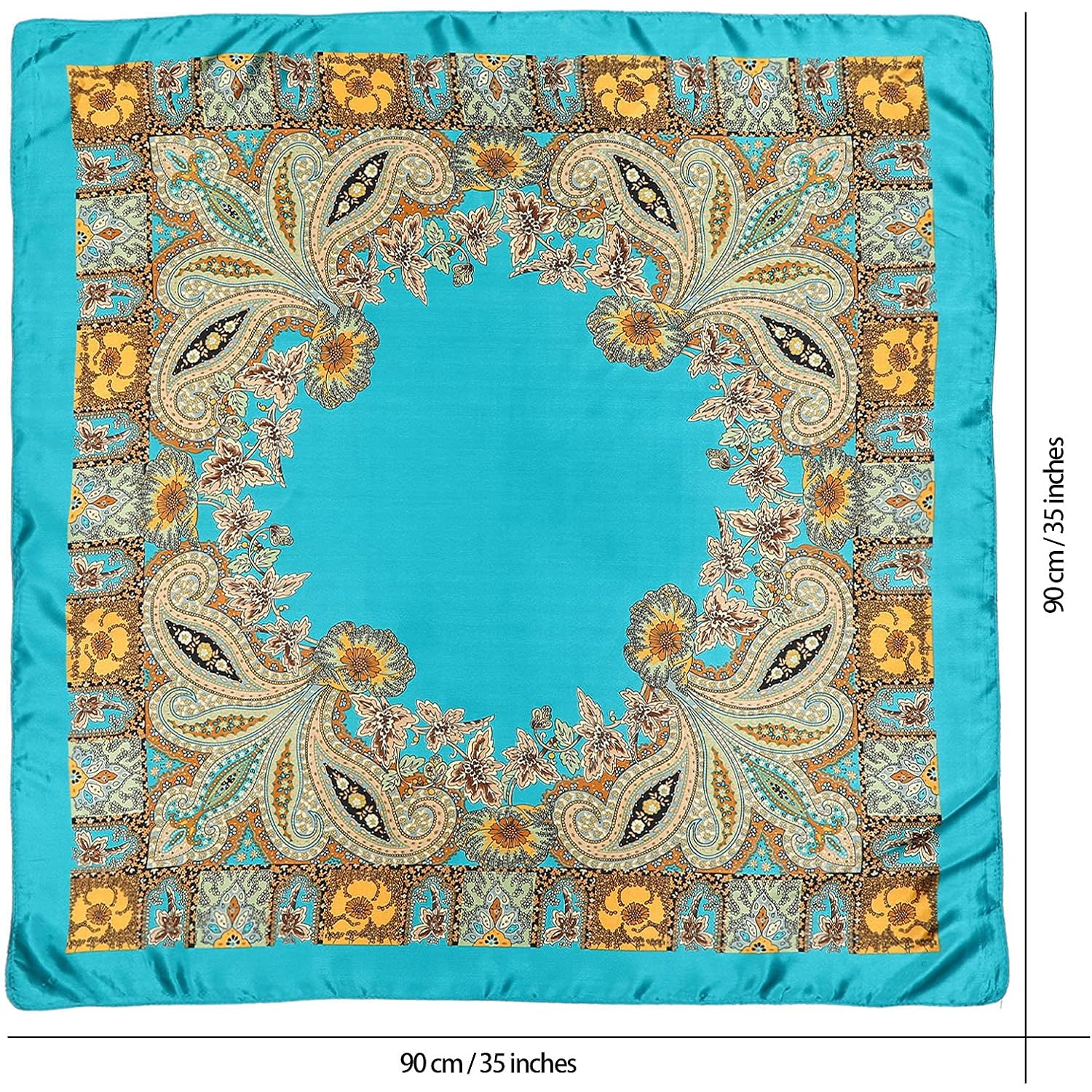 AWAYTR 35” Satin Large Square Head Scarves - 4PCS Silk Like Neck Scarf Hair Sleeping Wraps Satin Silk Scarfs for Women