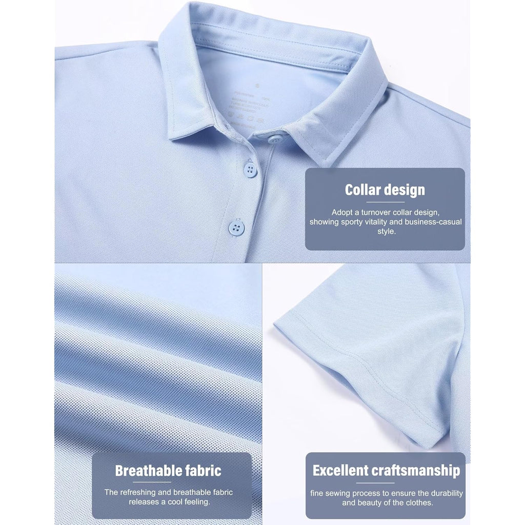 5 Pack Women's Polo Shirts Short Sleeve 3 Buttons Collared Uniform Tops Moisture-Wicking T-Shirts for Work & Casual