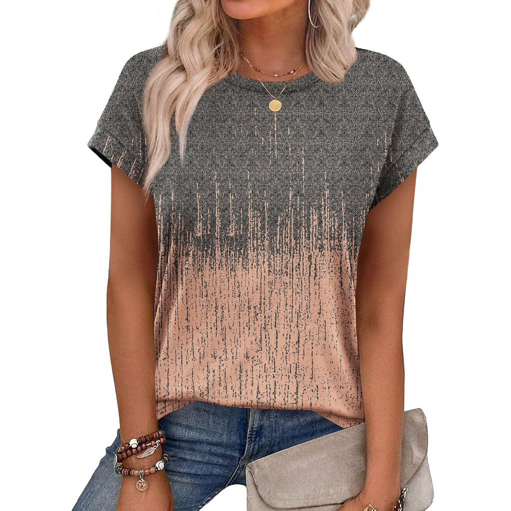 Alaroo Womens Summer Tops Short Sleeve Shirts Crew Neck Cute Trendy Tunic Blouses (S-3XL)
