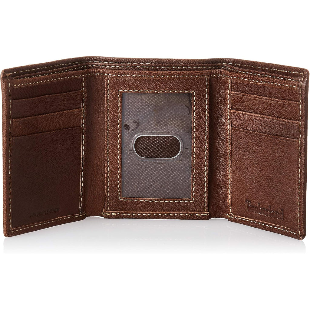 Timberland Men's Genuine Leather Rfid Blocking Trifold Wallet, Brown, One Size