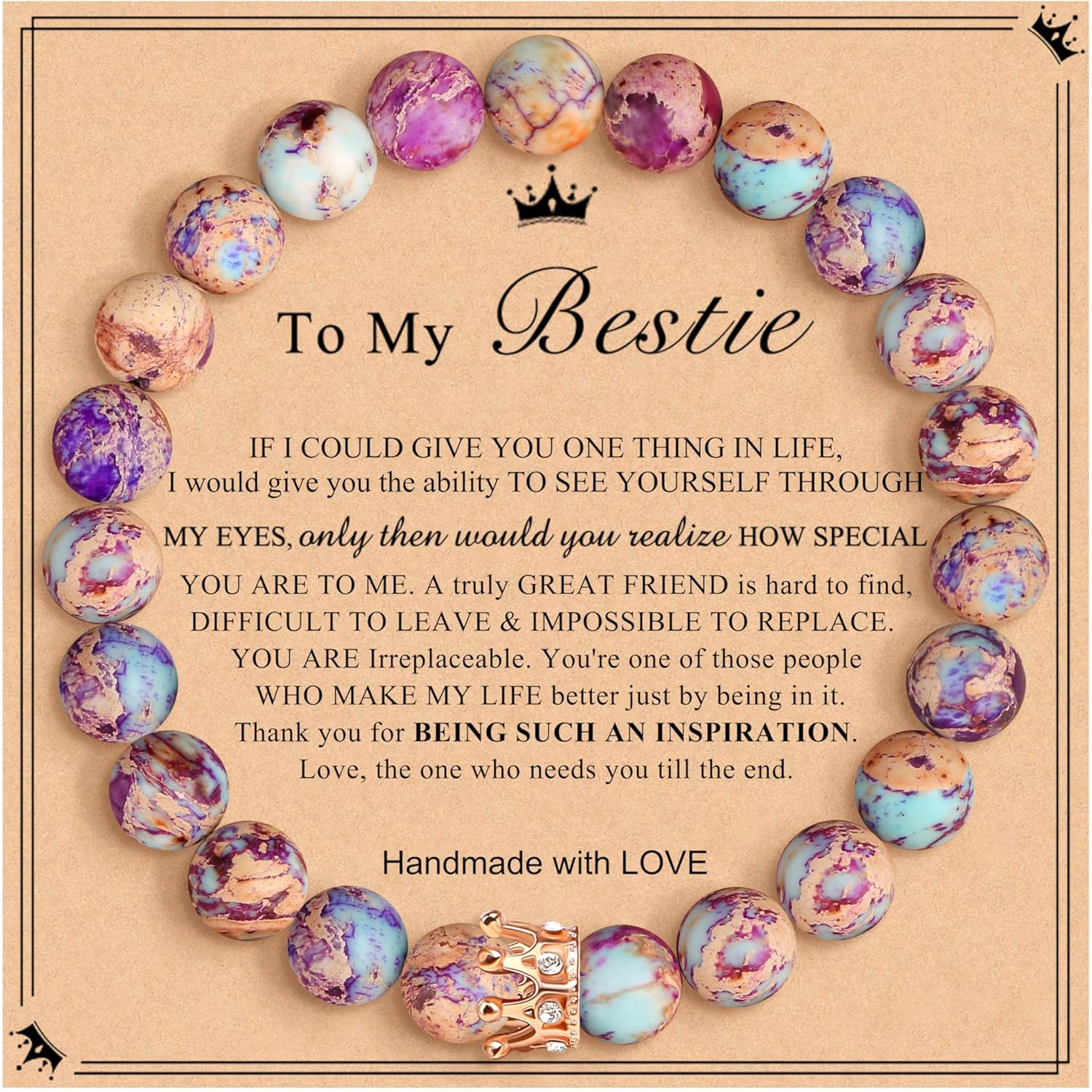 JoycuFF Woman Birthday Gifts Idea Friendship Gifts For Women Best Friends Besties Aunt Female Mom Daughter Granddaughter Gf Anniversary Christmas Graduation Healing Stone Crown Gifts For Her