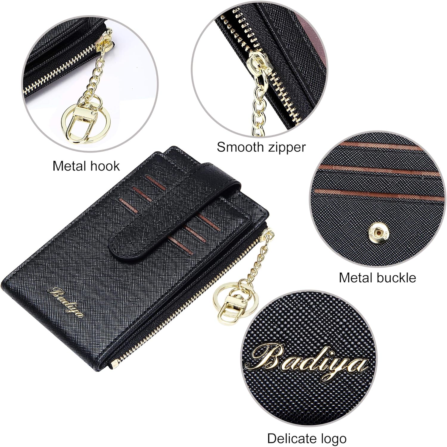 Badiya Card Holder Wallet for Women RFlD Slim Wallets Bifold Multi Card Case Coin Purse