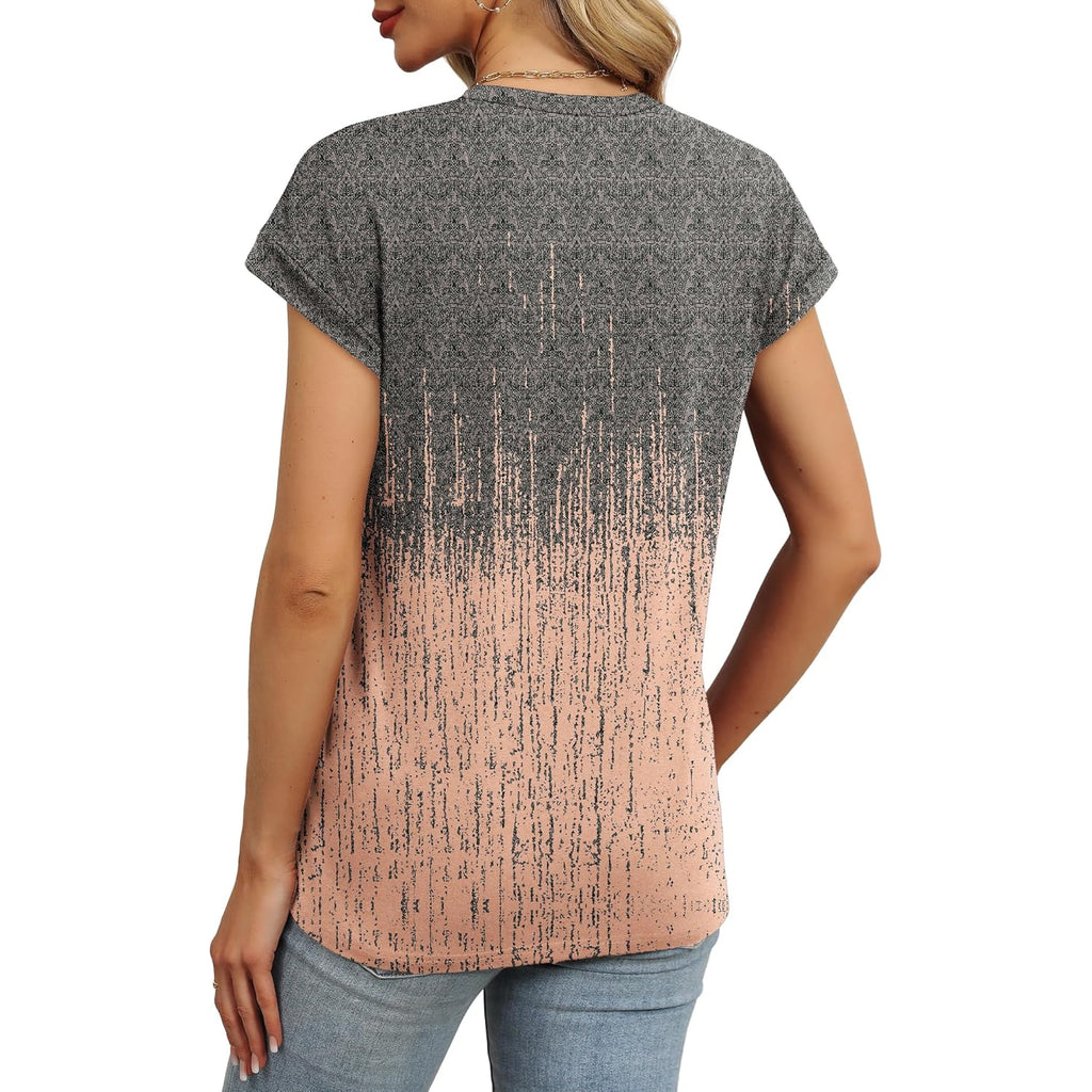 Alaroo Womens Summer Tops Short Sleeve Shirts Crew Neck Cute Trendy Tunic Blouses (S-3XL)