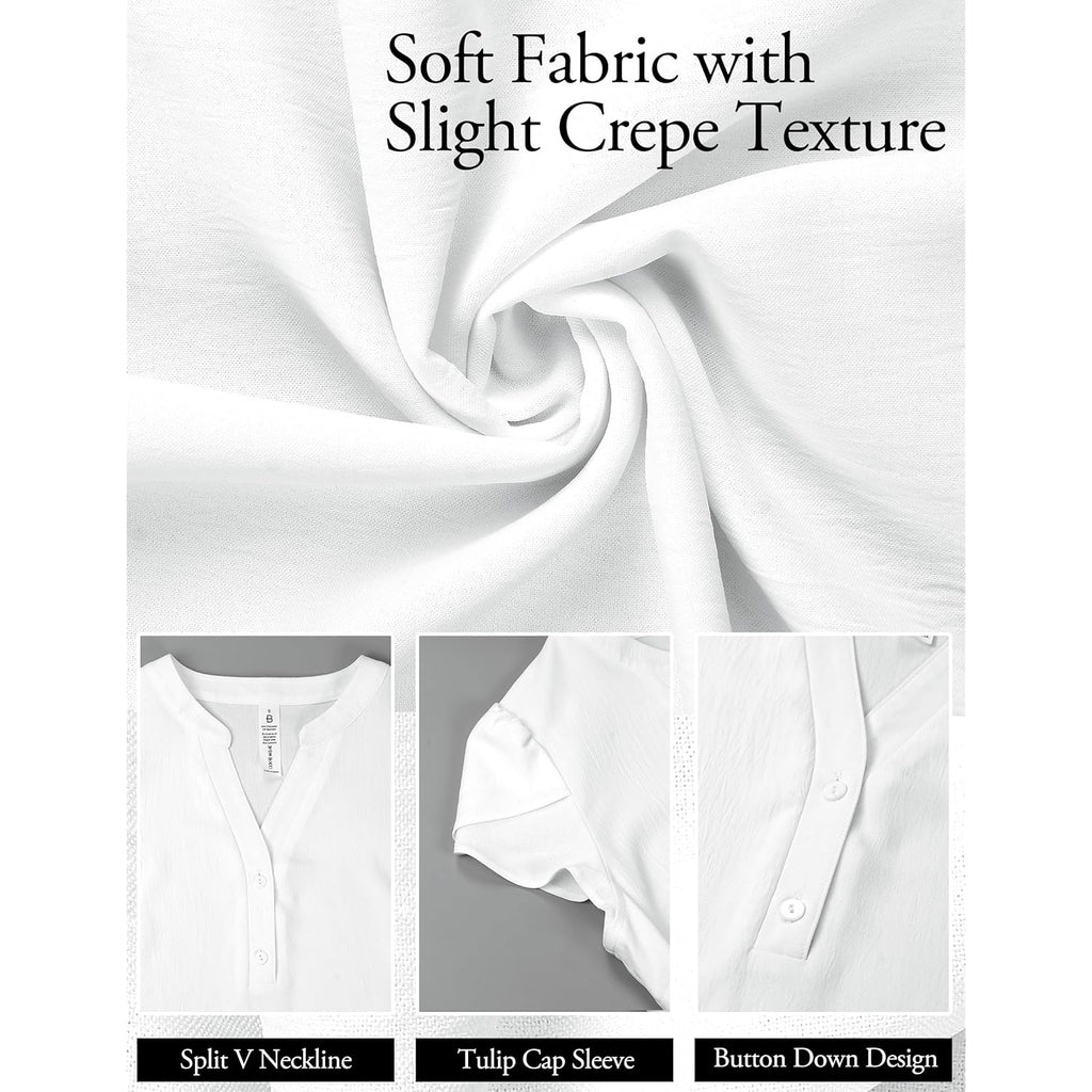 Women’s White V-Neck Button Down Blouse