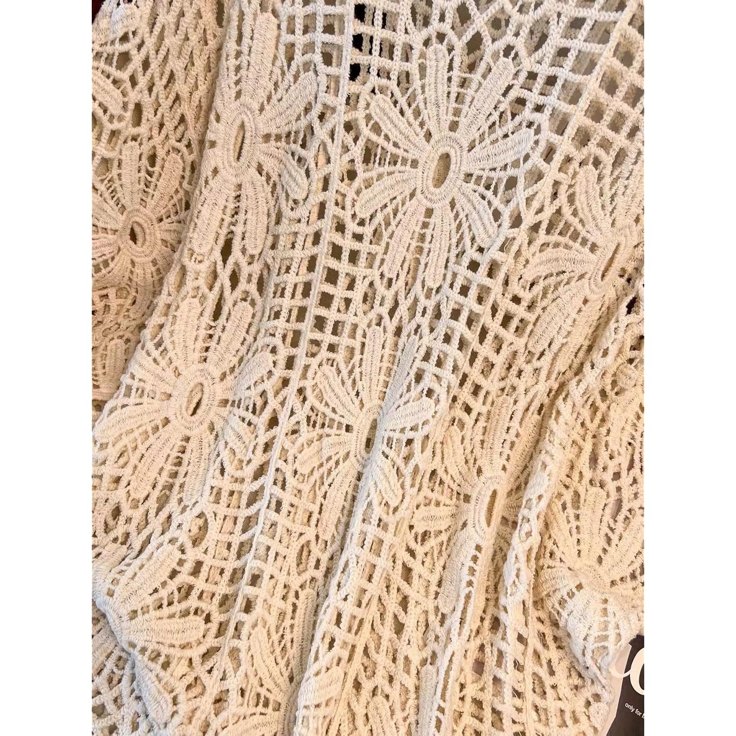 MakeMeChic Women's Plus Size Crochet Tops Floral Dolman Sleeve Summer Spring Top