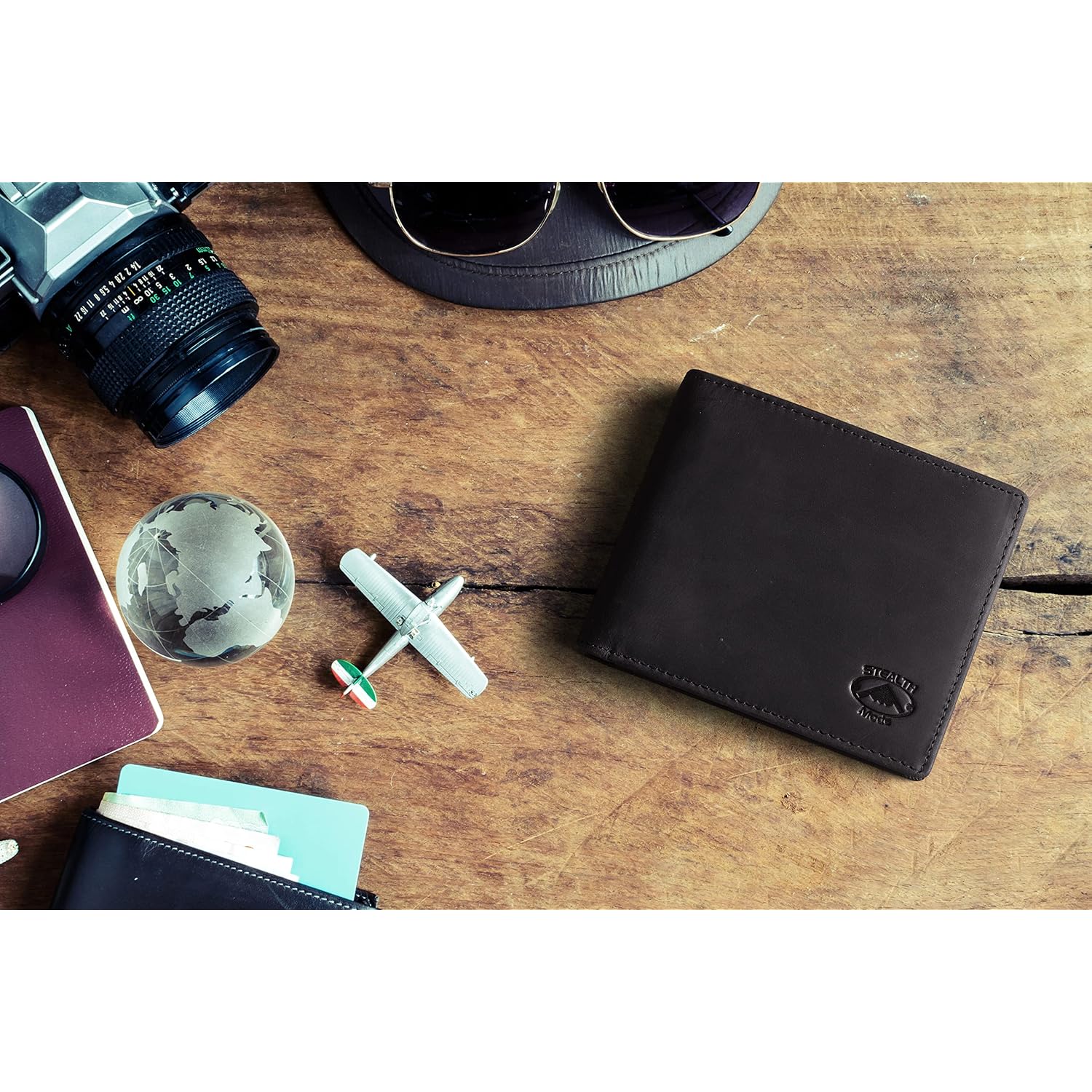 Stealth Mode Leather Bifold Wallet for Men With ID Window and RFID Blocking