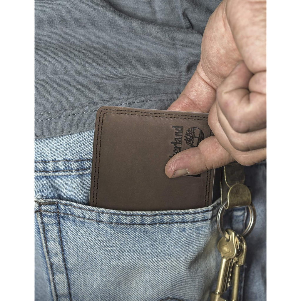 Timberland PRO Men's Leather RFID Wallet with Removable Flip Pocket Card Carrier