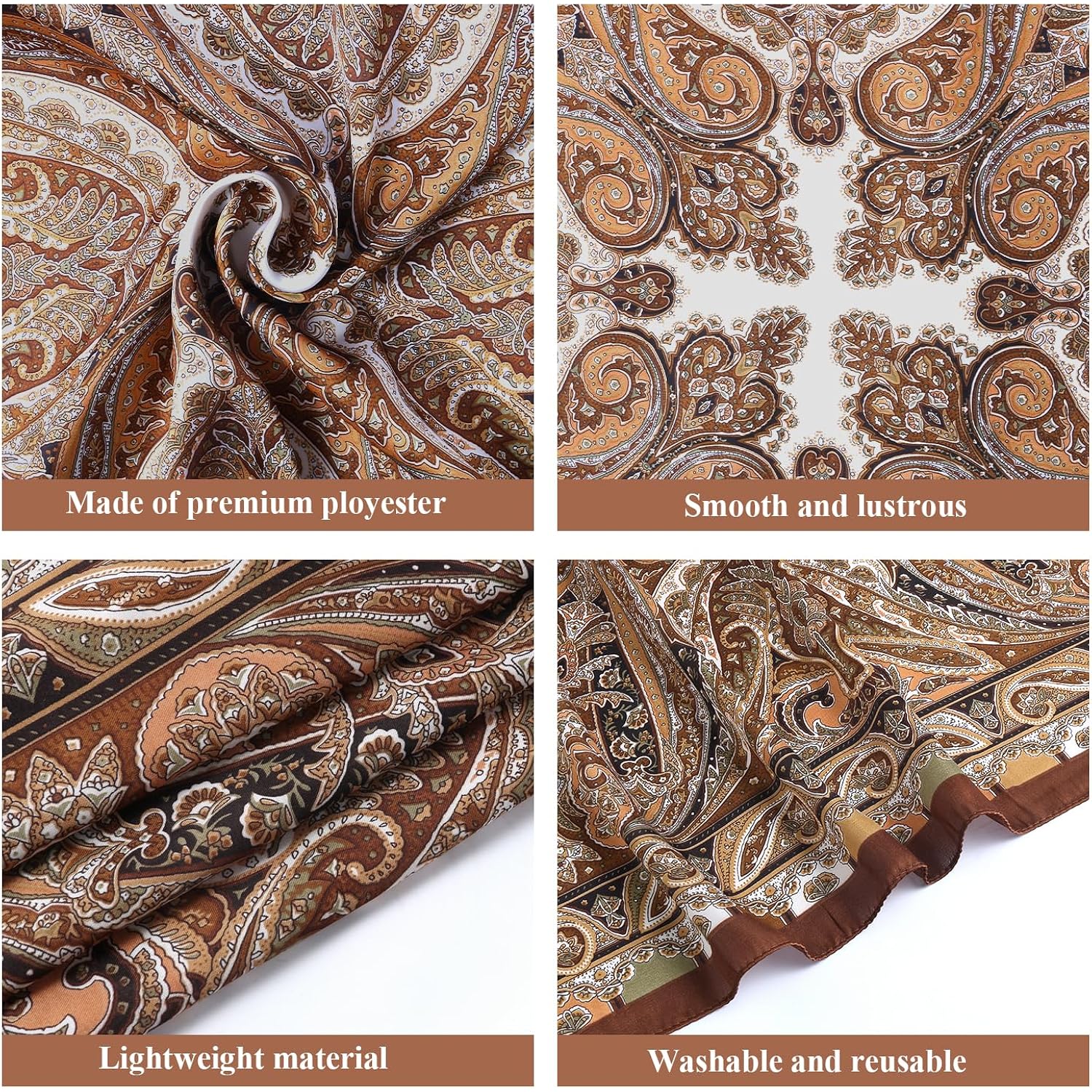 1 Pcs 27.5 Inches Satin Head Scarf Silk Like Hair Scarf Stain Bandana Hair Wrap Neck Scarf for Women